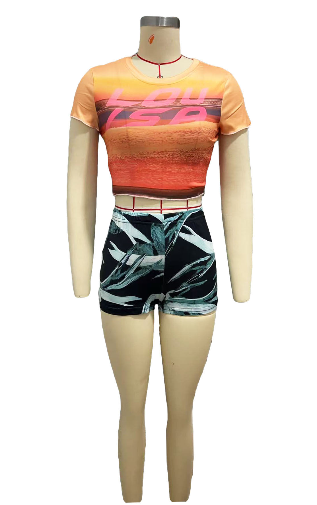 Women sexy printed Top shorts two-piece set 8