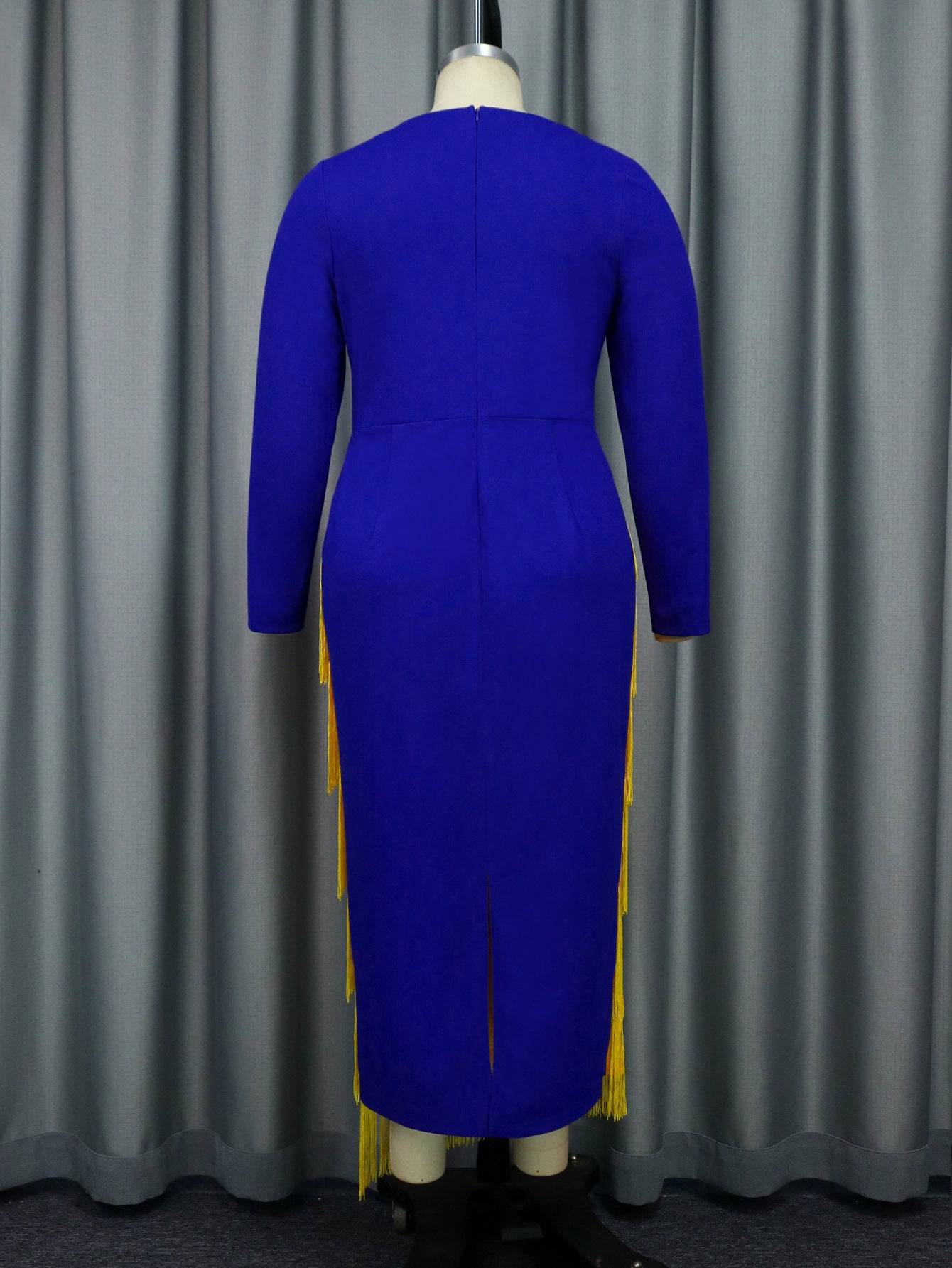 Winter Contrast Color Tassel Chic Style Elegant Party Dress 4