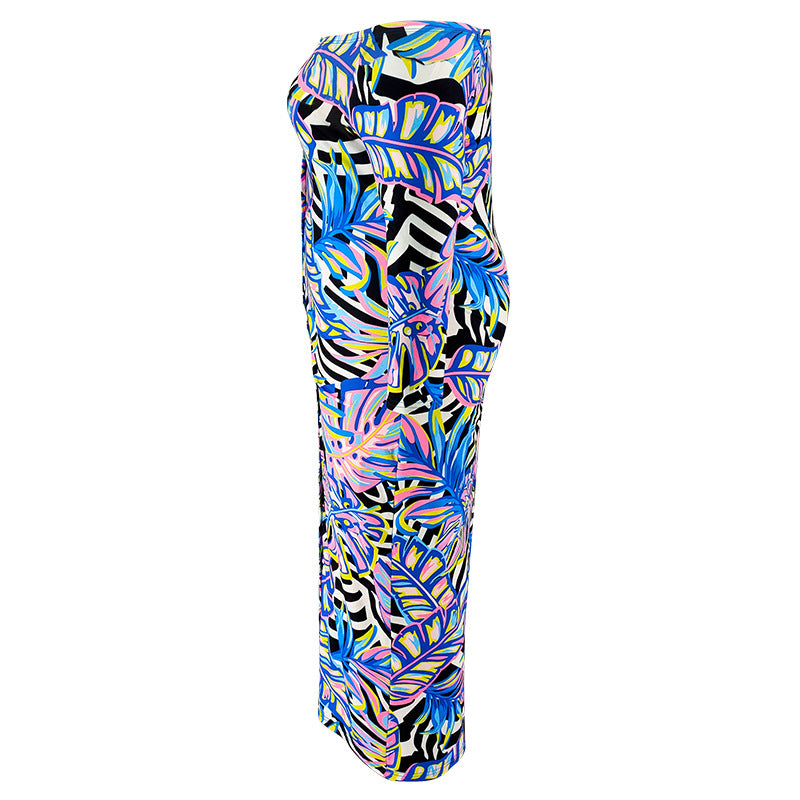 Plus Size Women's Off Shoulder Long Sleeve Printed Long Dress 6