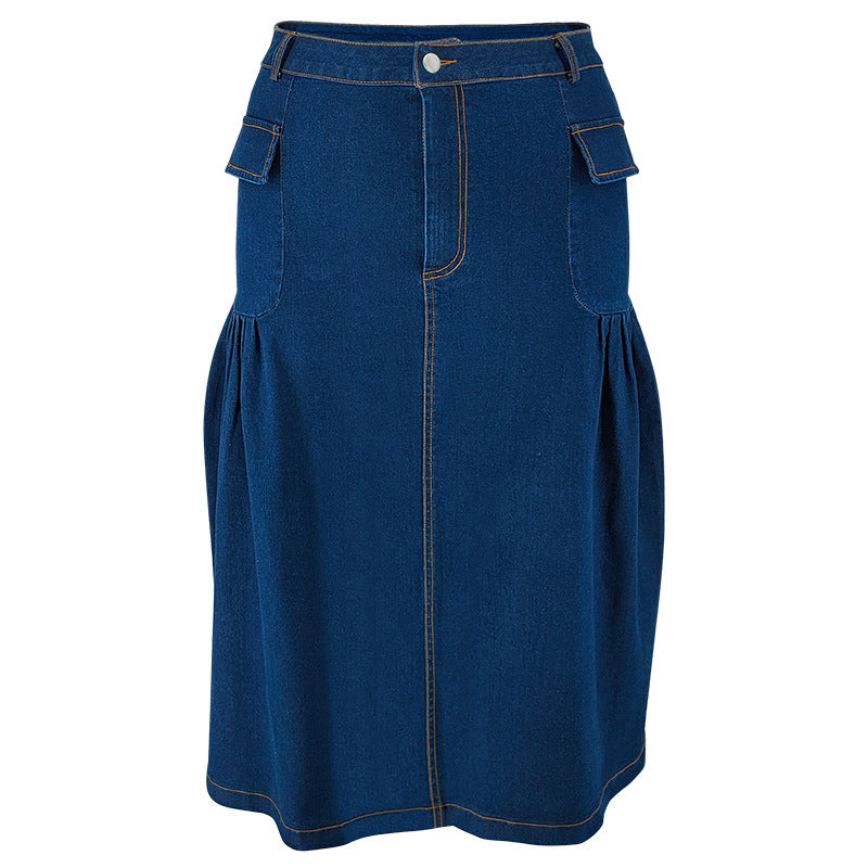 Plus Size Women Denim Maxi Skirt 8