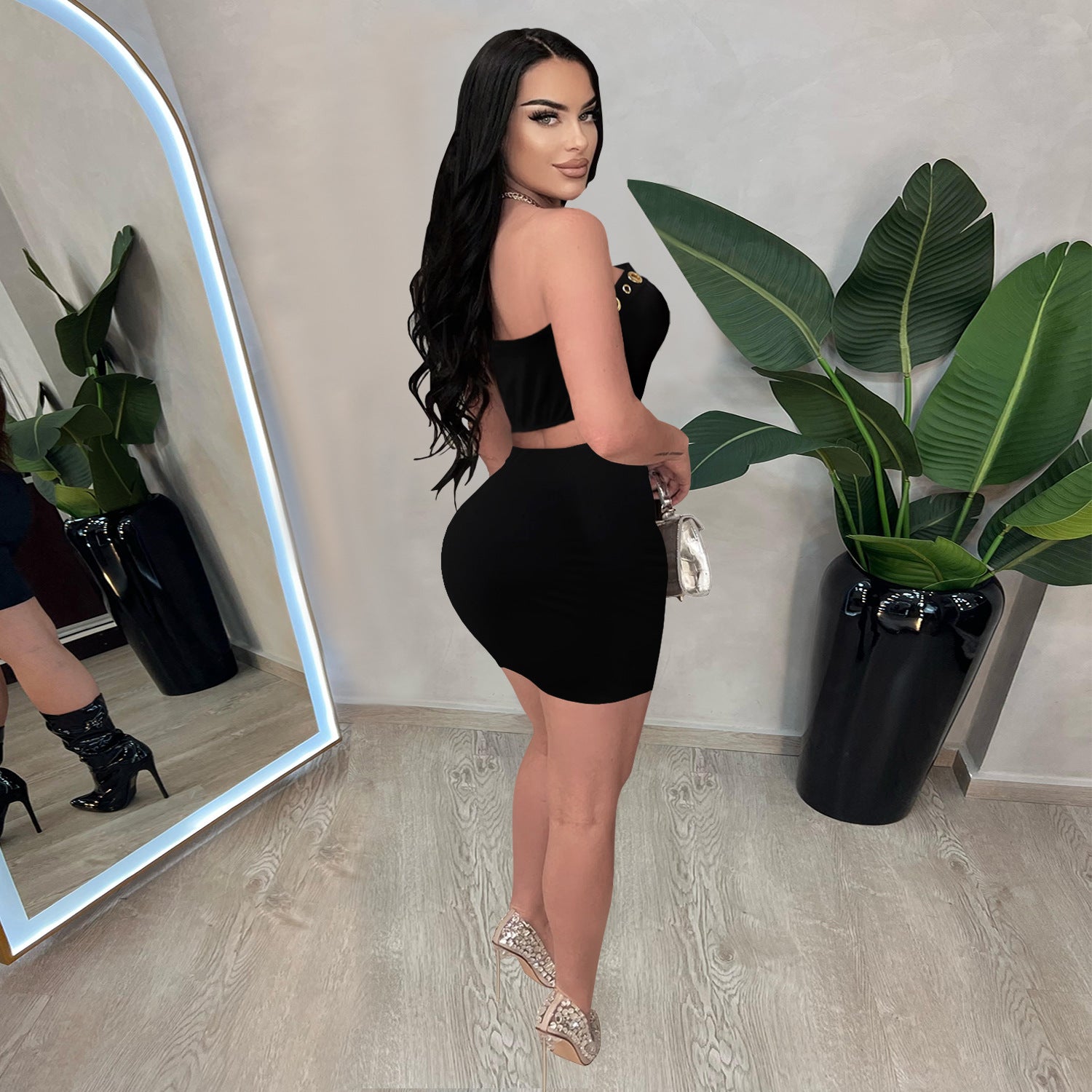 Women's Casual Sexy Strapless Top & Skirt Set 4