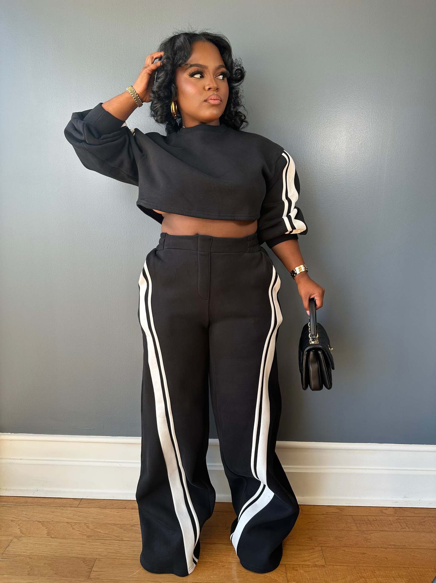 Women Striped Top and Pants Two Piece Set 3