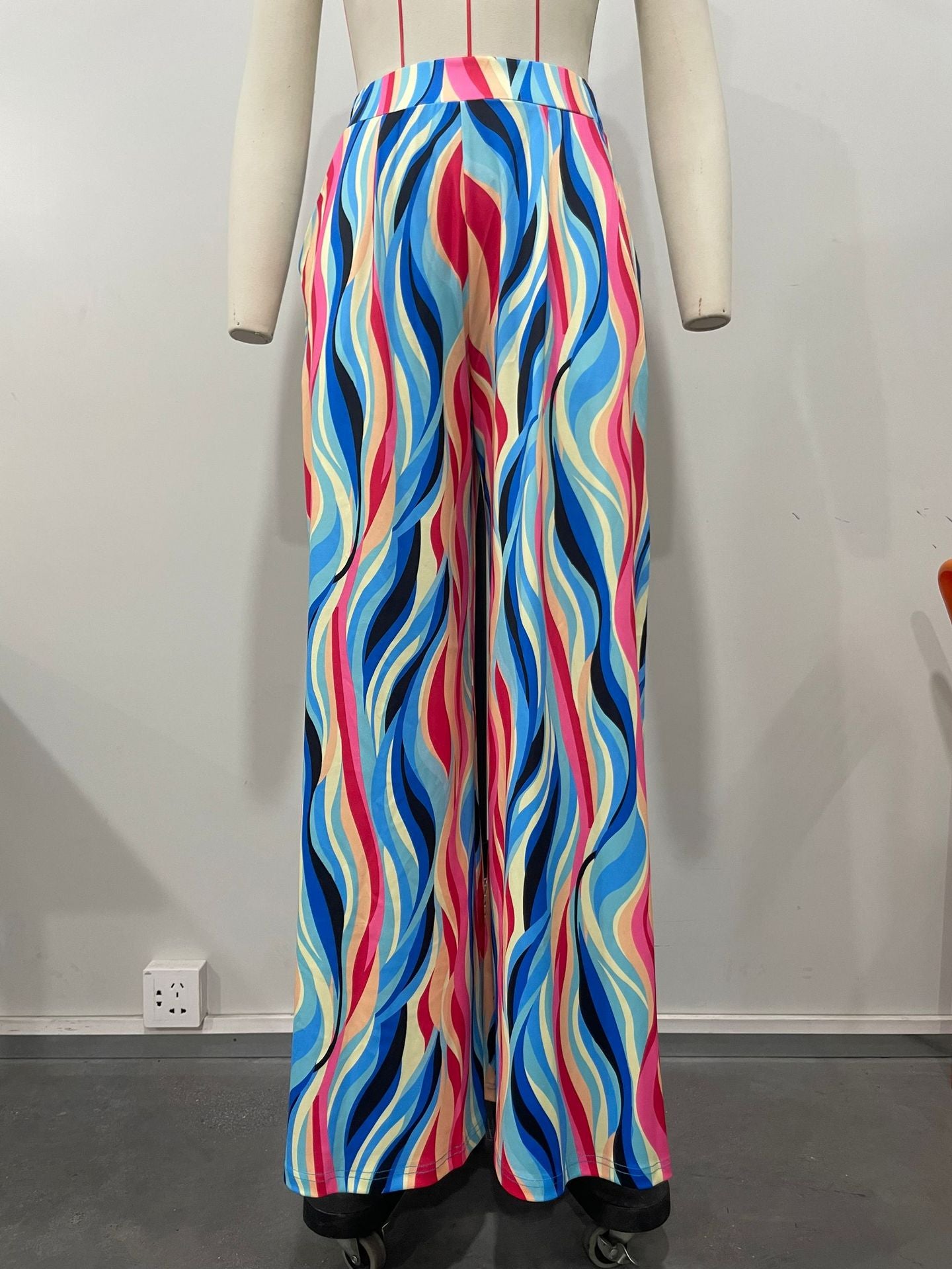 Women's Multi Color Printed Wide Leg Straight Pants 7