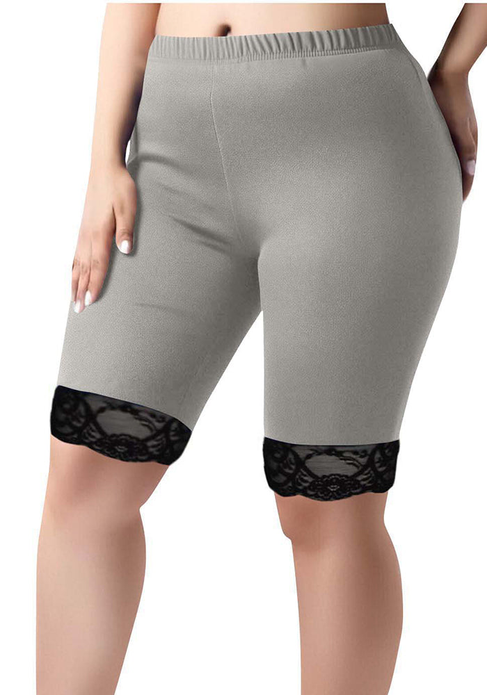 Women's Trousers Lace Knee-Length Shorts Plus Size Elastic Waist Tight Pants