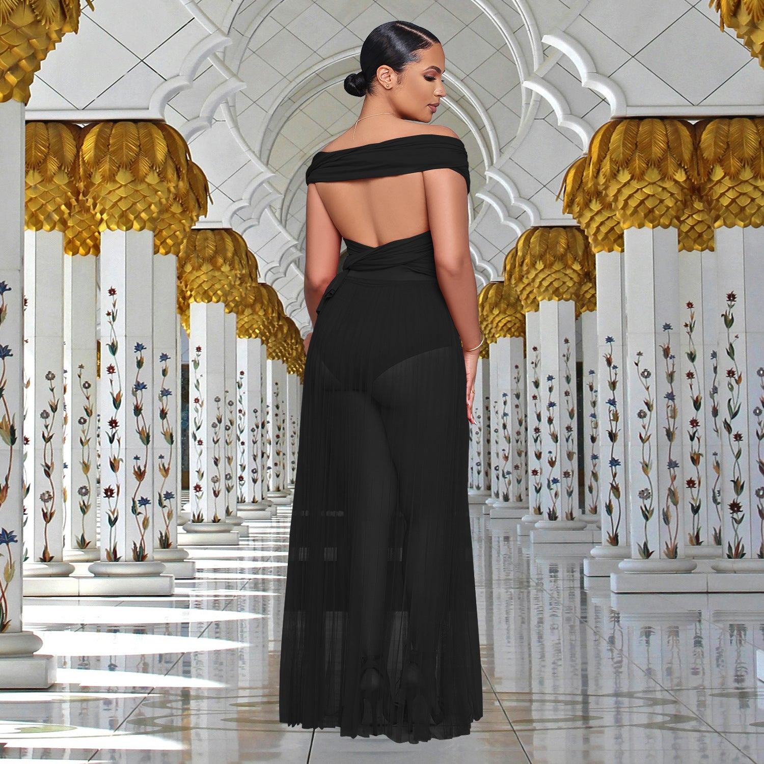 Women Sexy Top and Long Skirt Two-piece Set 4