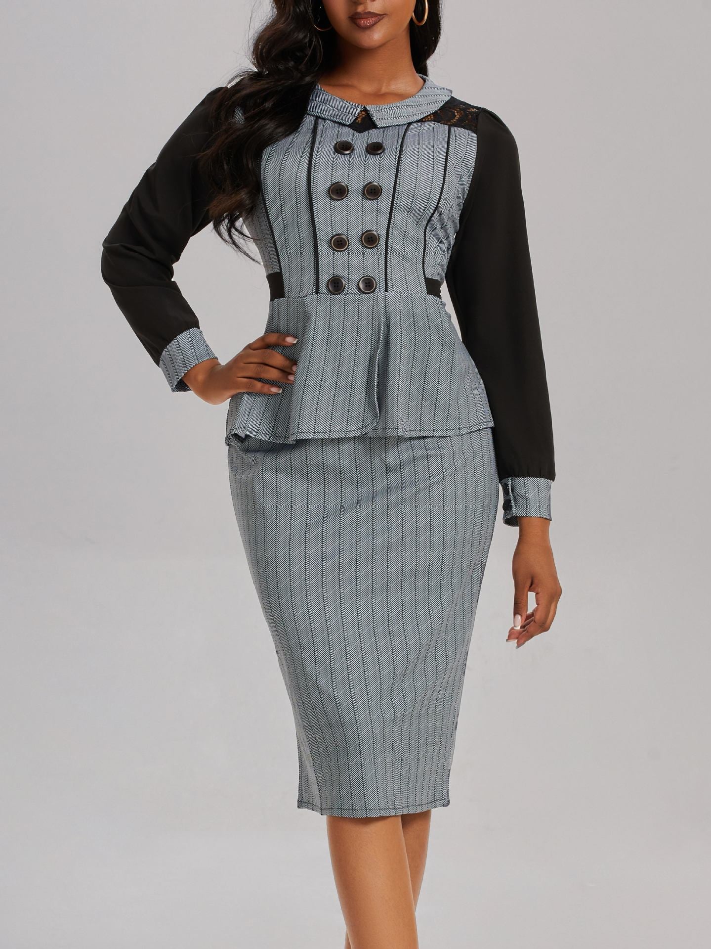 Houndstooth Elegant Women's Fashion Career Dress 5