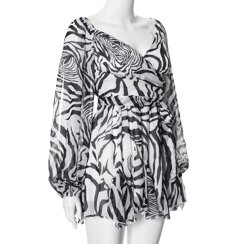 Women Summer Solid Casual Mesh Long Sleeve Lace-Up Backless Mini Dress 17