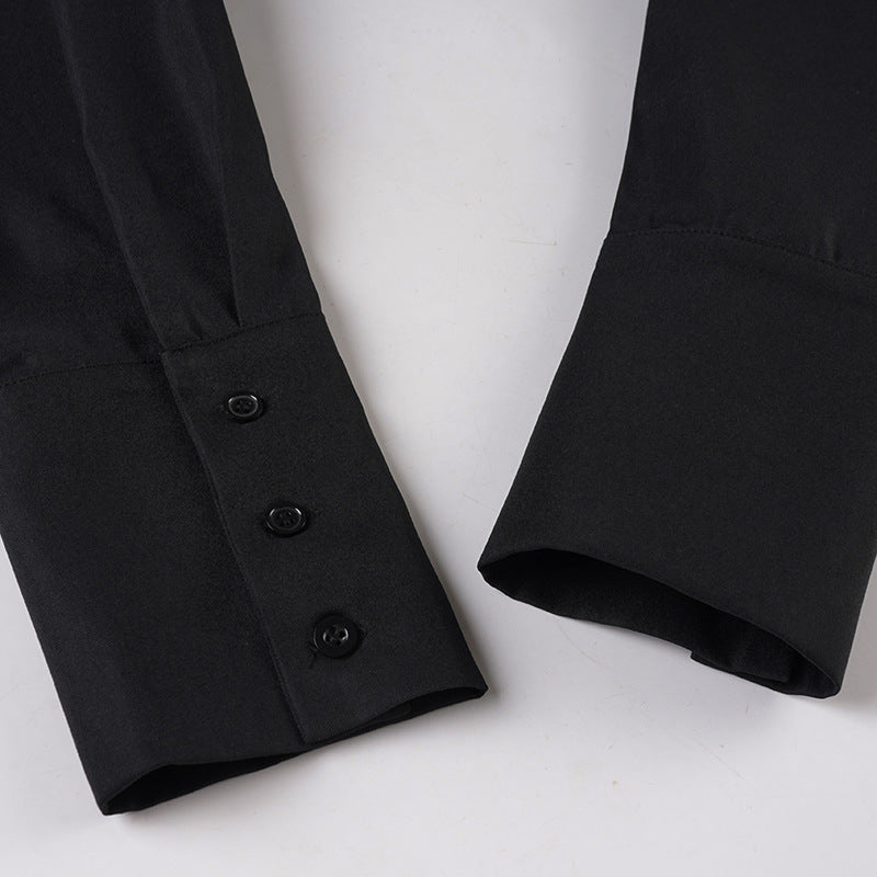 Women Pleated Casual Solid V-Neck Shirt 17