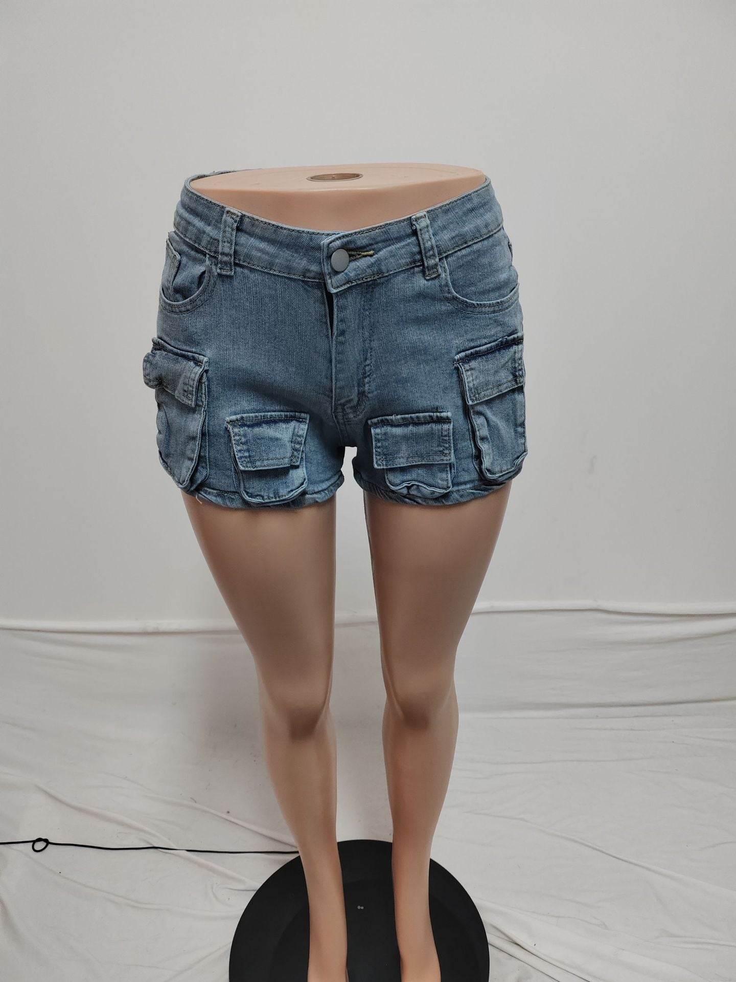 Women Cargo Stretch Denim Shorts 7