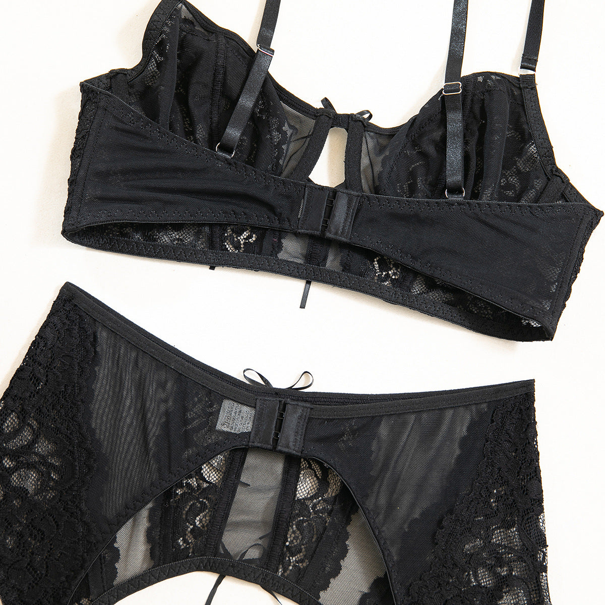 Women Lace Lace Sexy Jacquard See-Through Sexy Lingerie Three-Piece 14