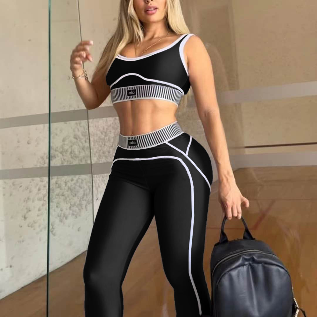 Women's Casual Anti-Shock Running Yoga Sports Fitness Two-Piece Pants Set