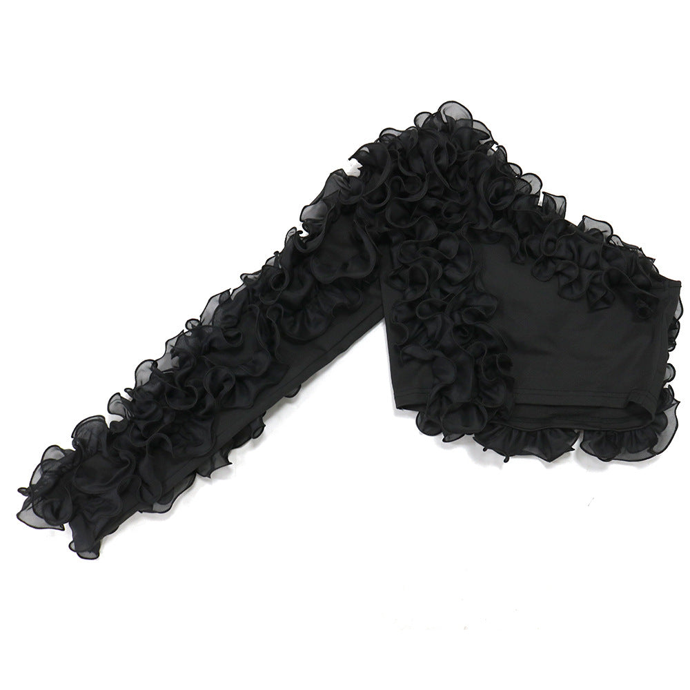 Fashion Solid Color Slash Shoulder Ruffled Top For Women 12