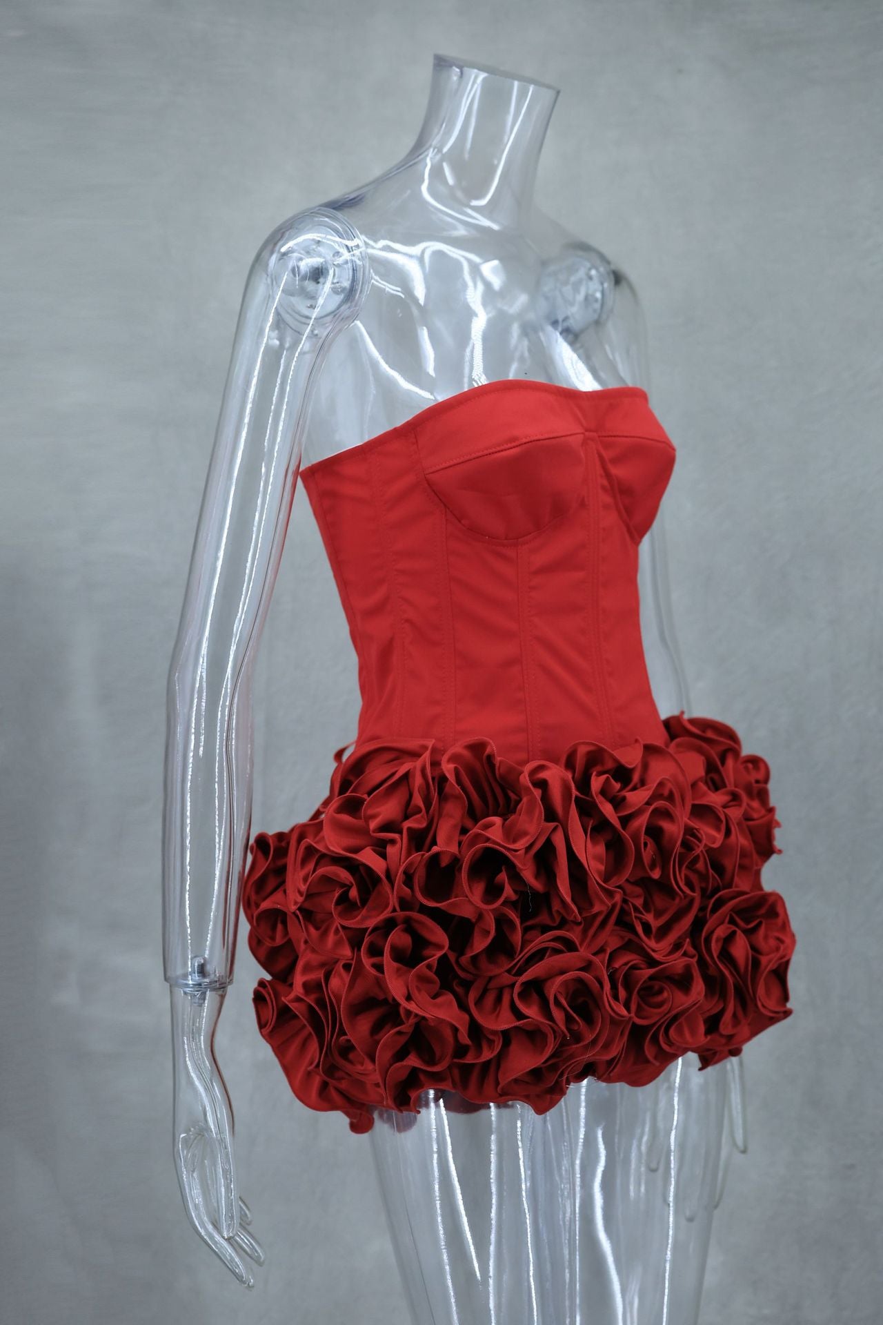 Spring Summer sexy fishbone Strapless lace-up top flower short skirt two piece set 18