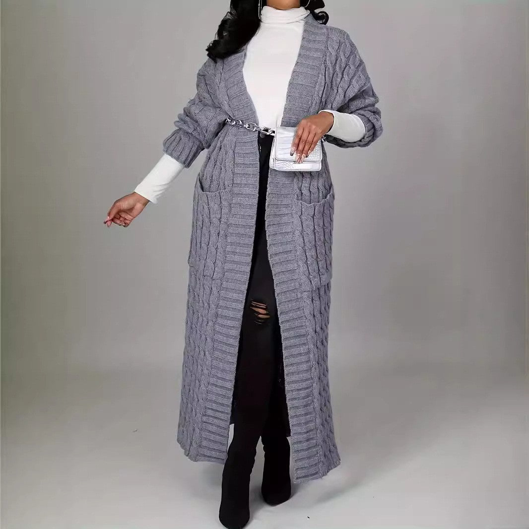 Women's Autumn Winter Fashion Casual Cardigan Long Sleeve Coat Pocket Solid Color Sweater