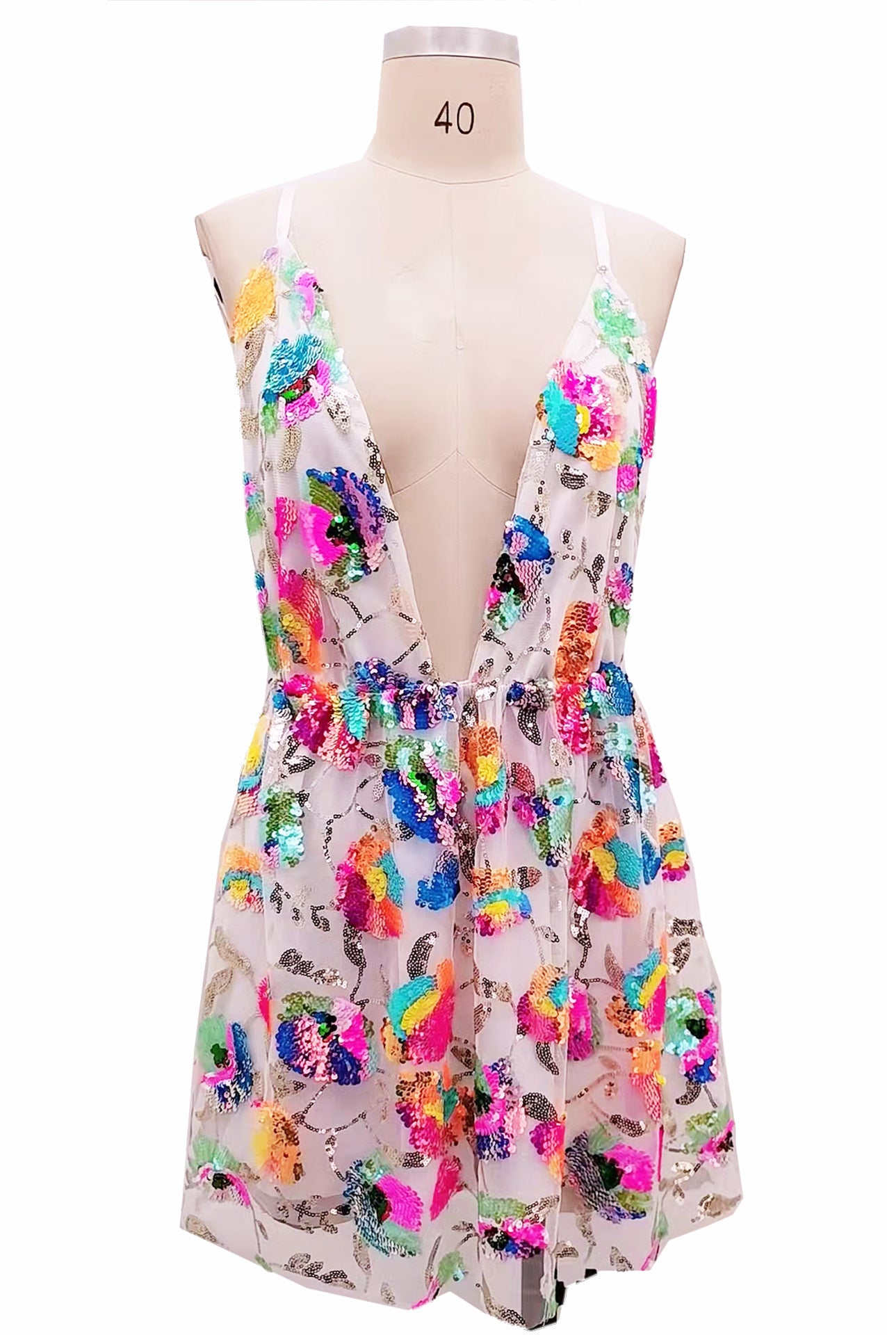 Sex Deep V Neck Low Back Sequin Lace Up Strap Women'S Sexy Club Dress 14