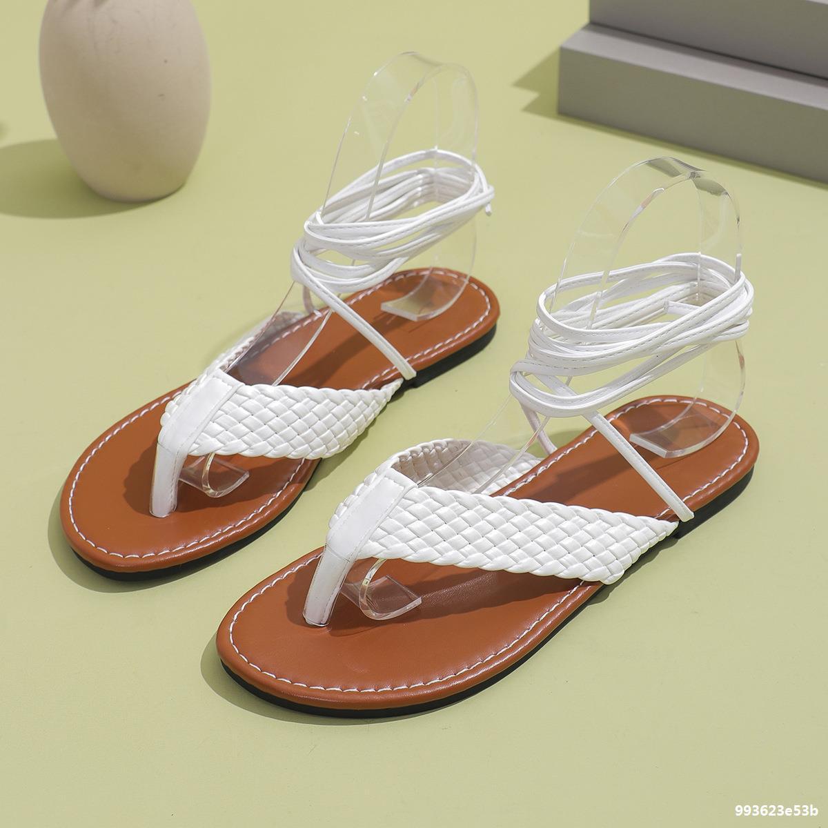 Women Roman summer flat cross Lace-Up hollow sandals 23