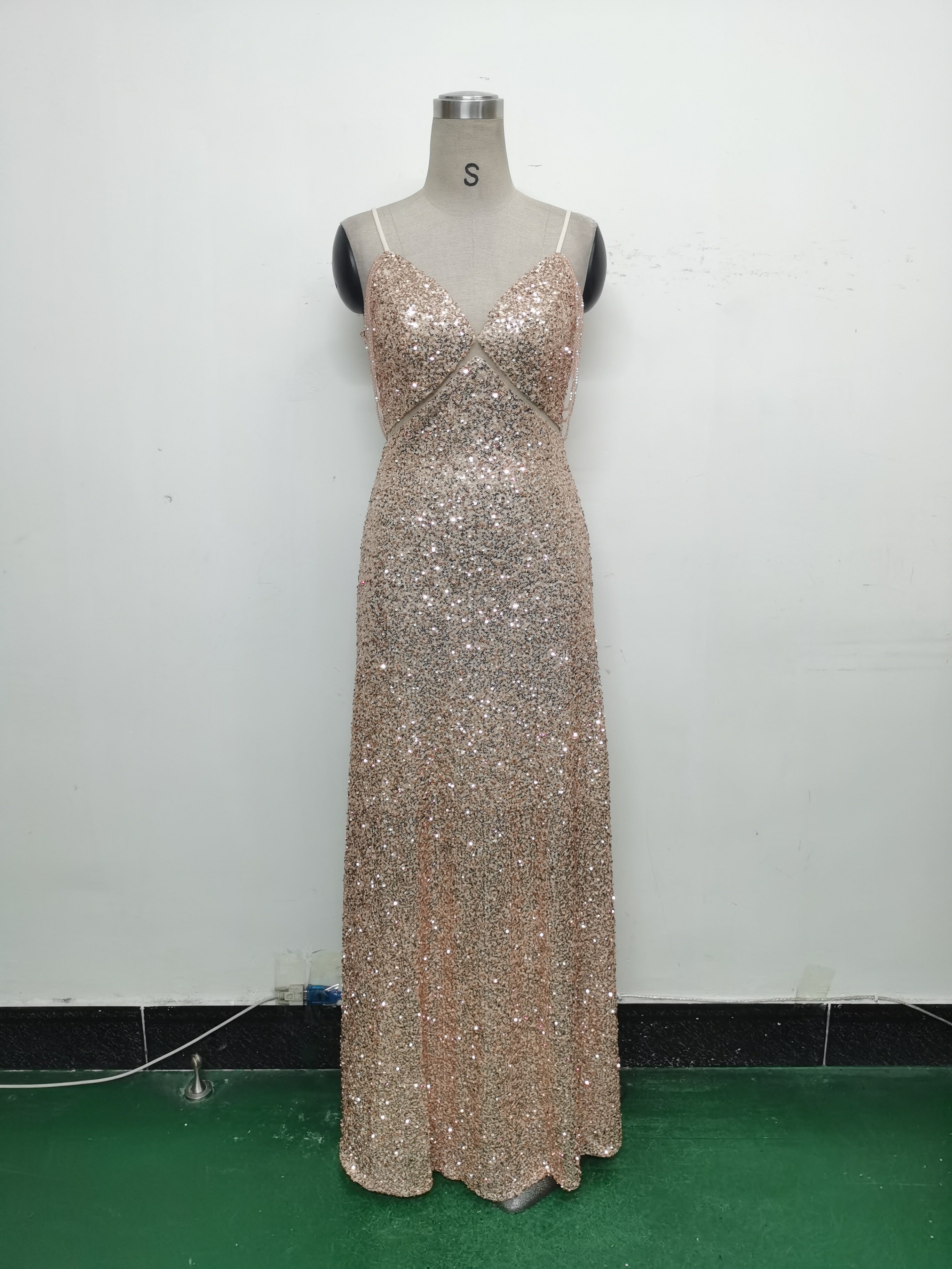Women mesh sequined evening dress 26