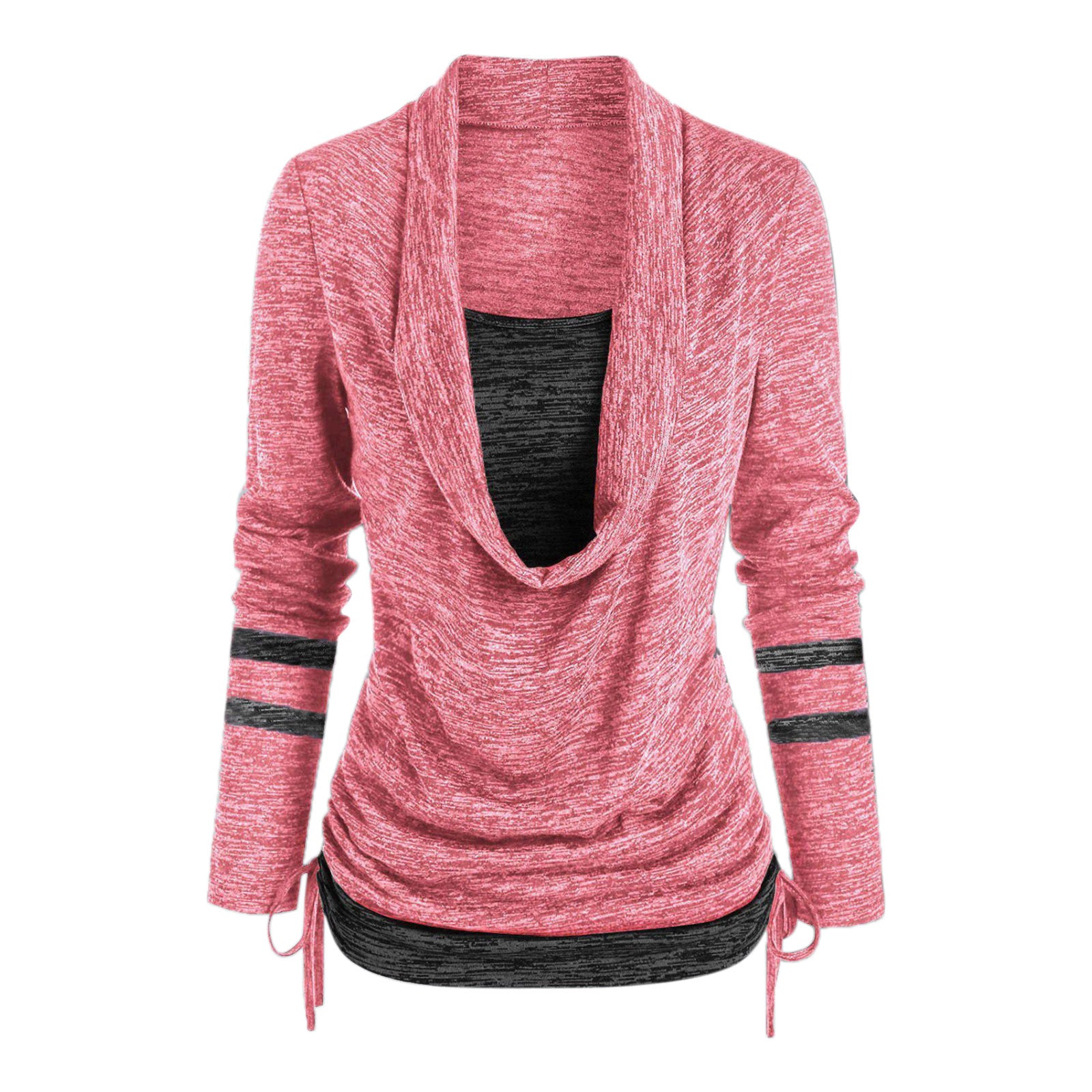 Women Leopard Patchwork Long Sleeve Loose Pleated Top 15