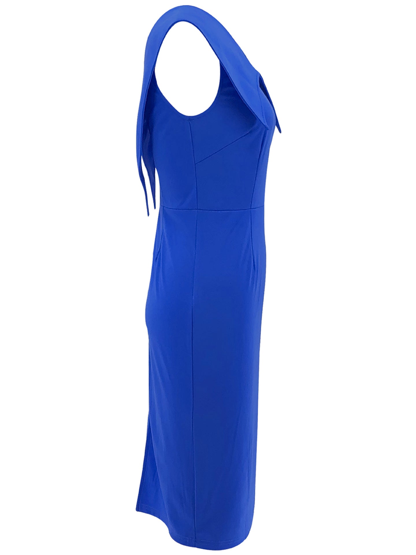 Women's Sleeveless Square Neck Zipper Slit Office Dress 20