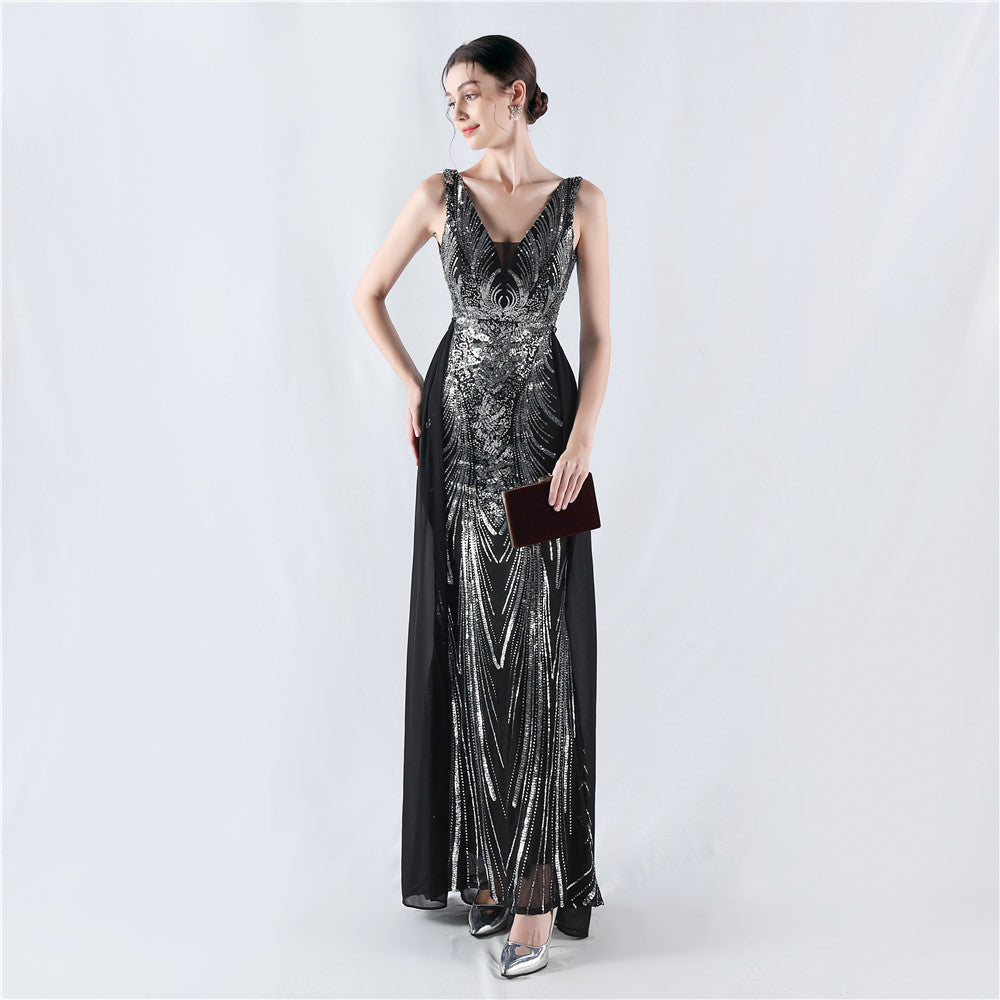 Plus Size Women Sequined Formal Party Maxi Evening Dress 9