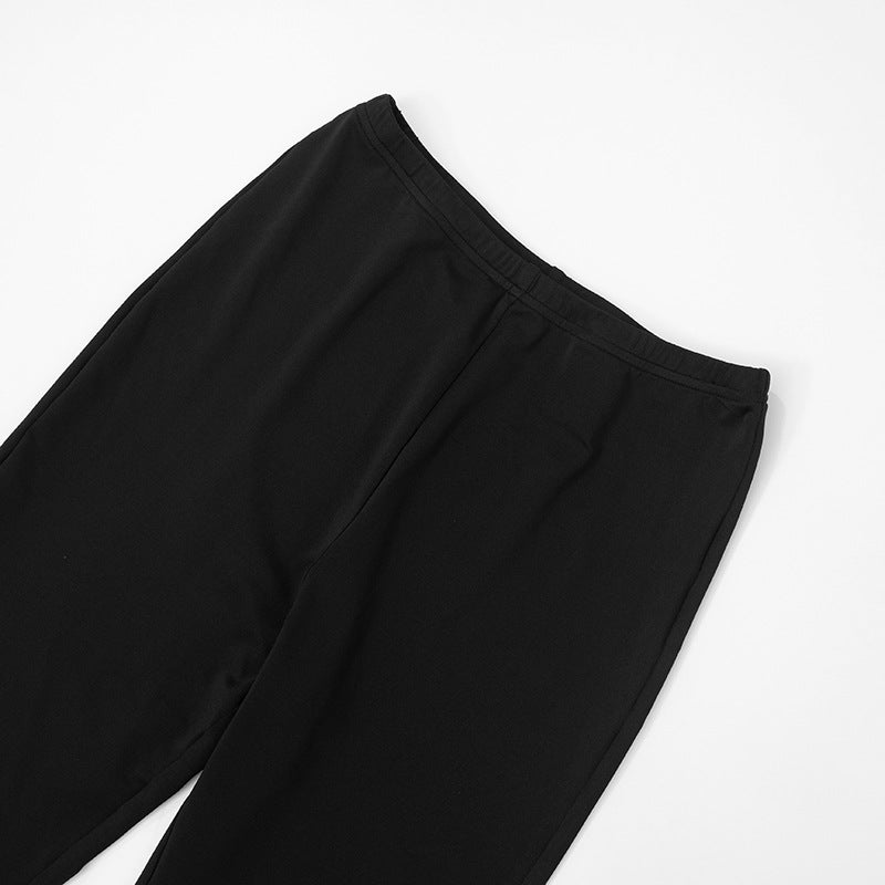 Women Spring/Summer furry sexy strapless crop top solid cropped pants two-piece set 16