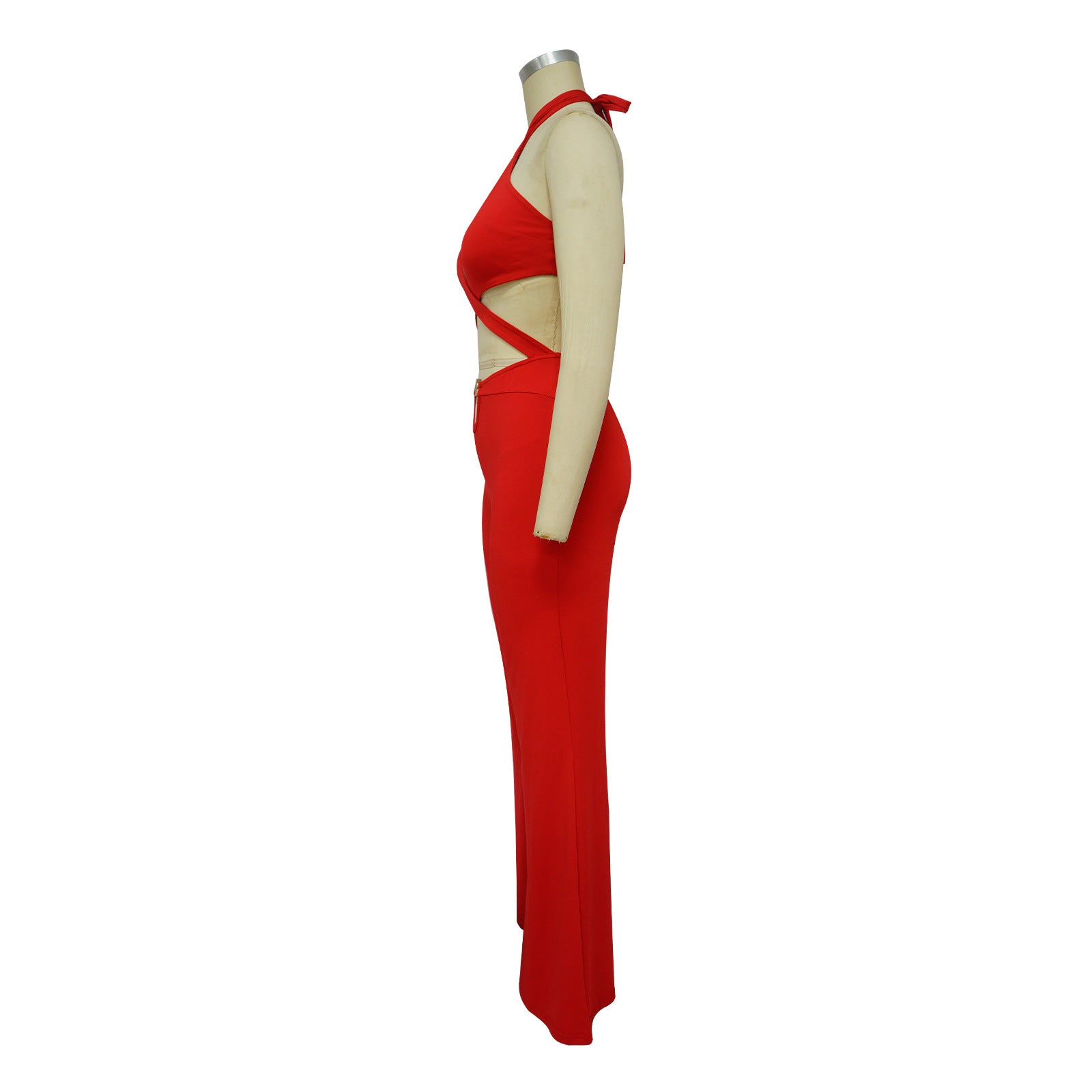 Women's Nightclub Sexy Cutout Halter Neck Wide Leg Jumpsuit 12