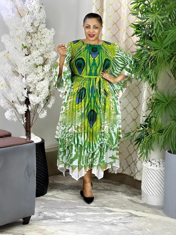 Plus Size Women pleated African elegant dress 5