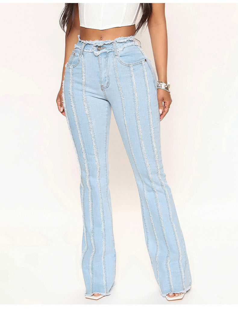 Women's Jeans Stretch Mid-Rise Washed Denim Pants 4
