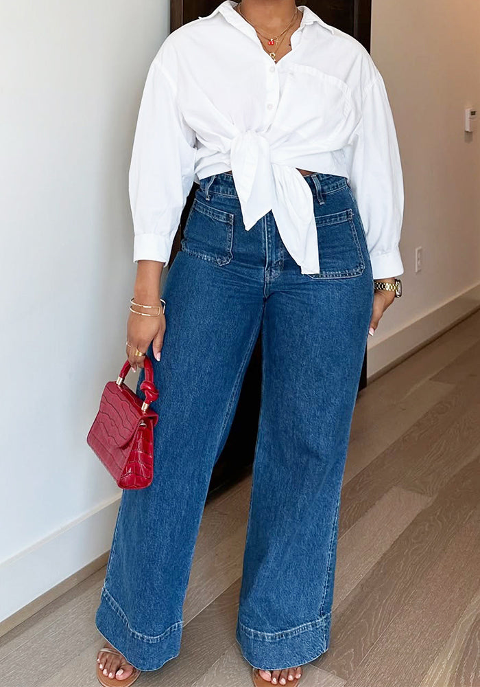 Women's High Waist Loose Wide Leg Denim Pants