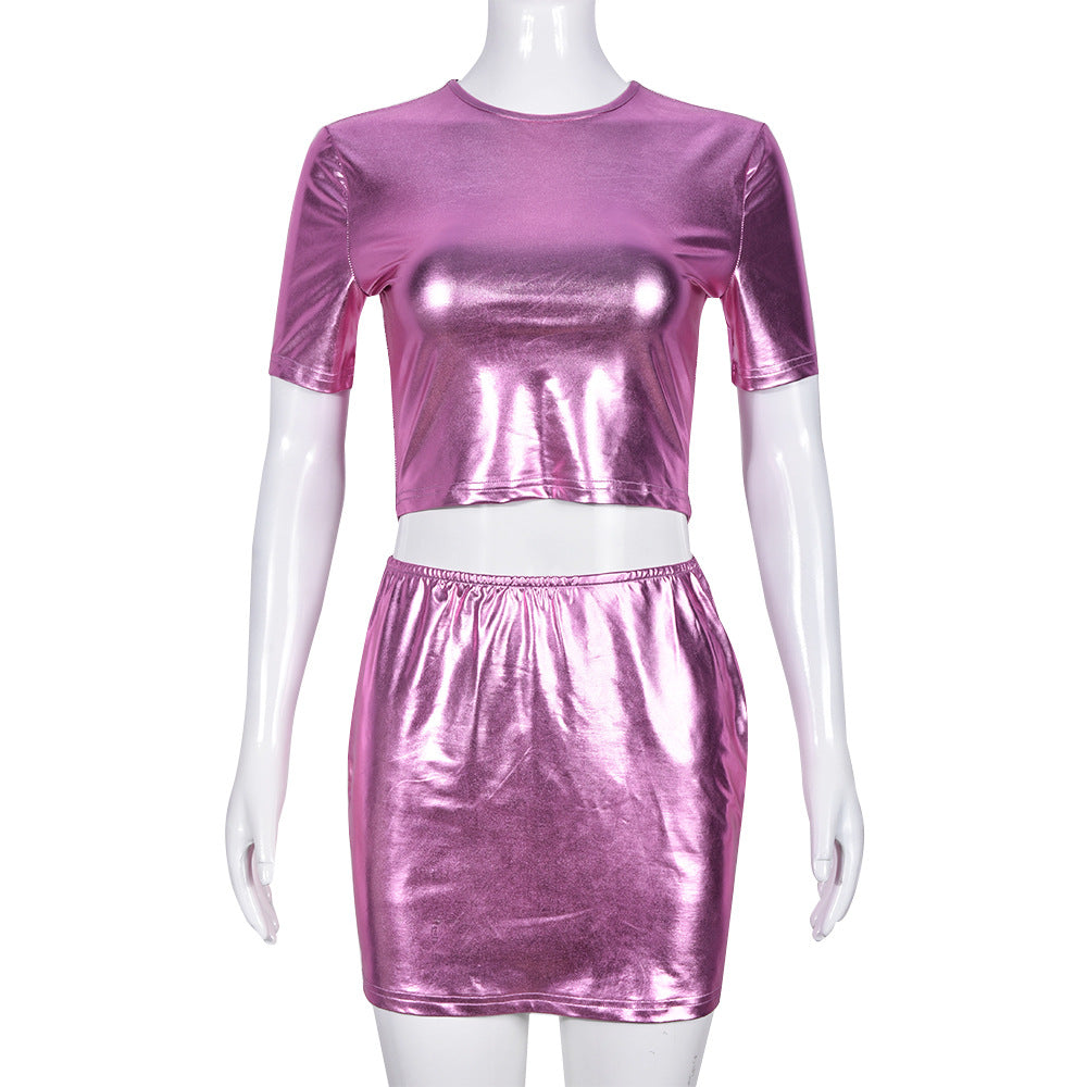 Women summer sexy Crop Top and Mini Skirt two-piece set 5