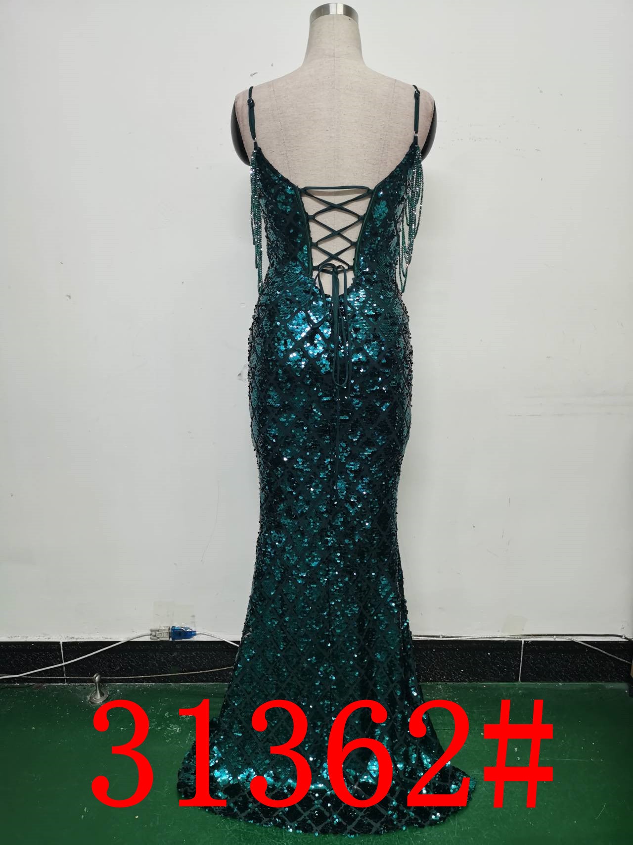 Women Herringbone Lace-Up Symphony Beaded Evening Dress 25