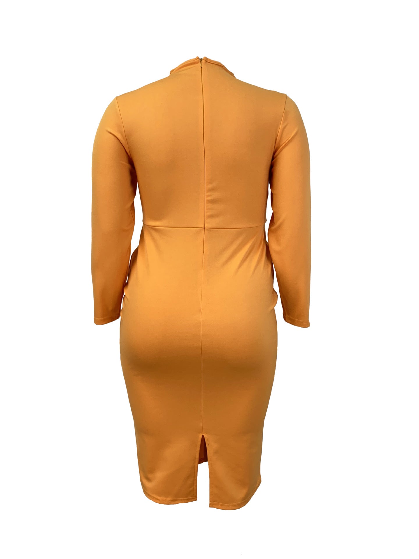 Women's Clothing Plus Size Chic Career Elegant Slim Waist Solid Color Bodycon Dress 3