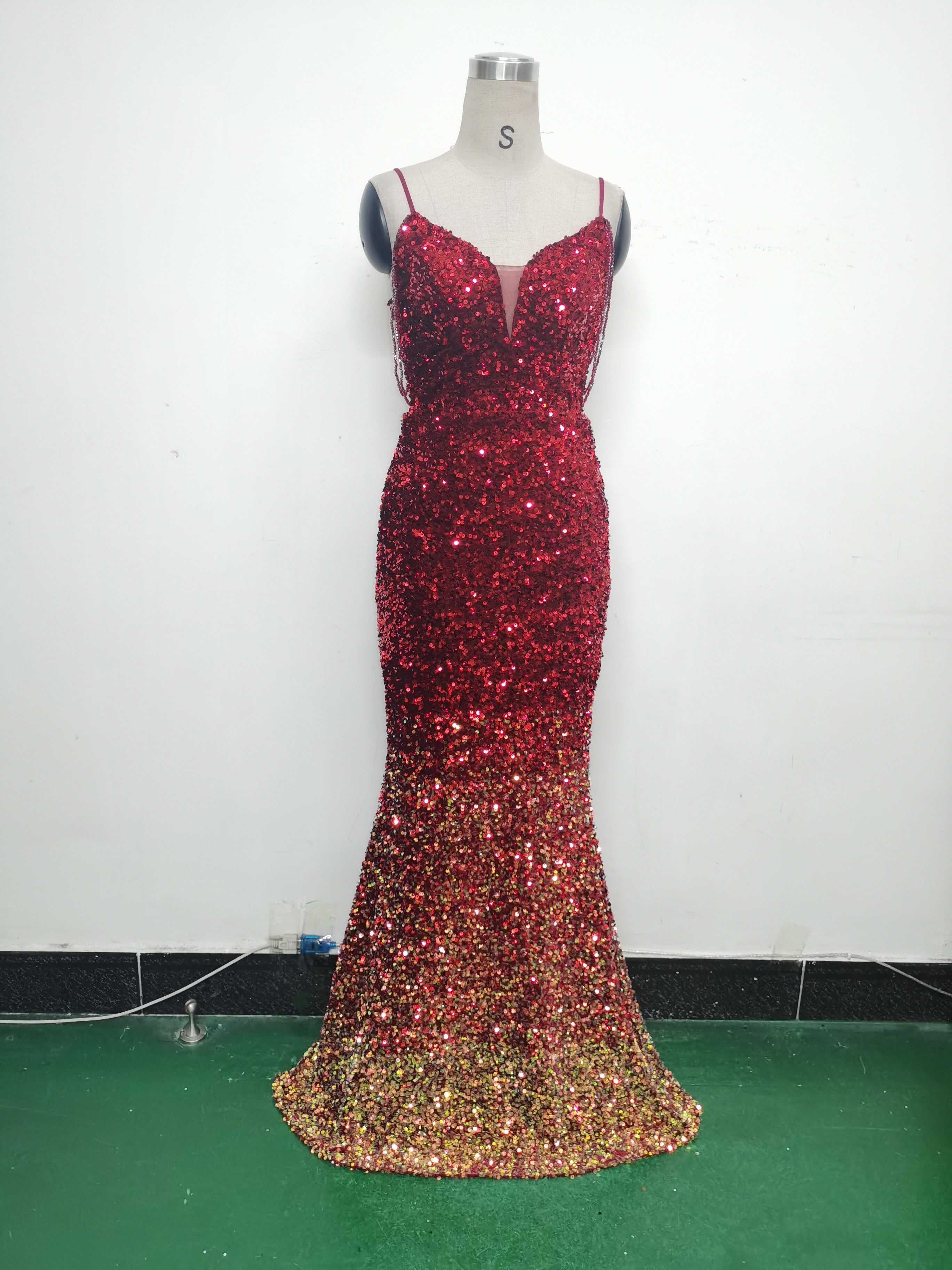 Gradient Sequins Sexy Strap Evening Dress 24