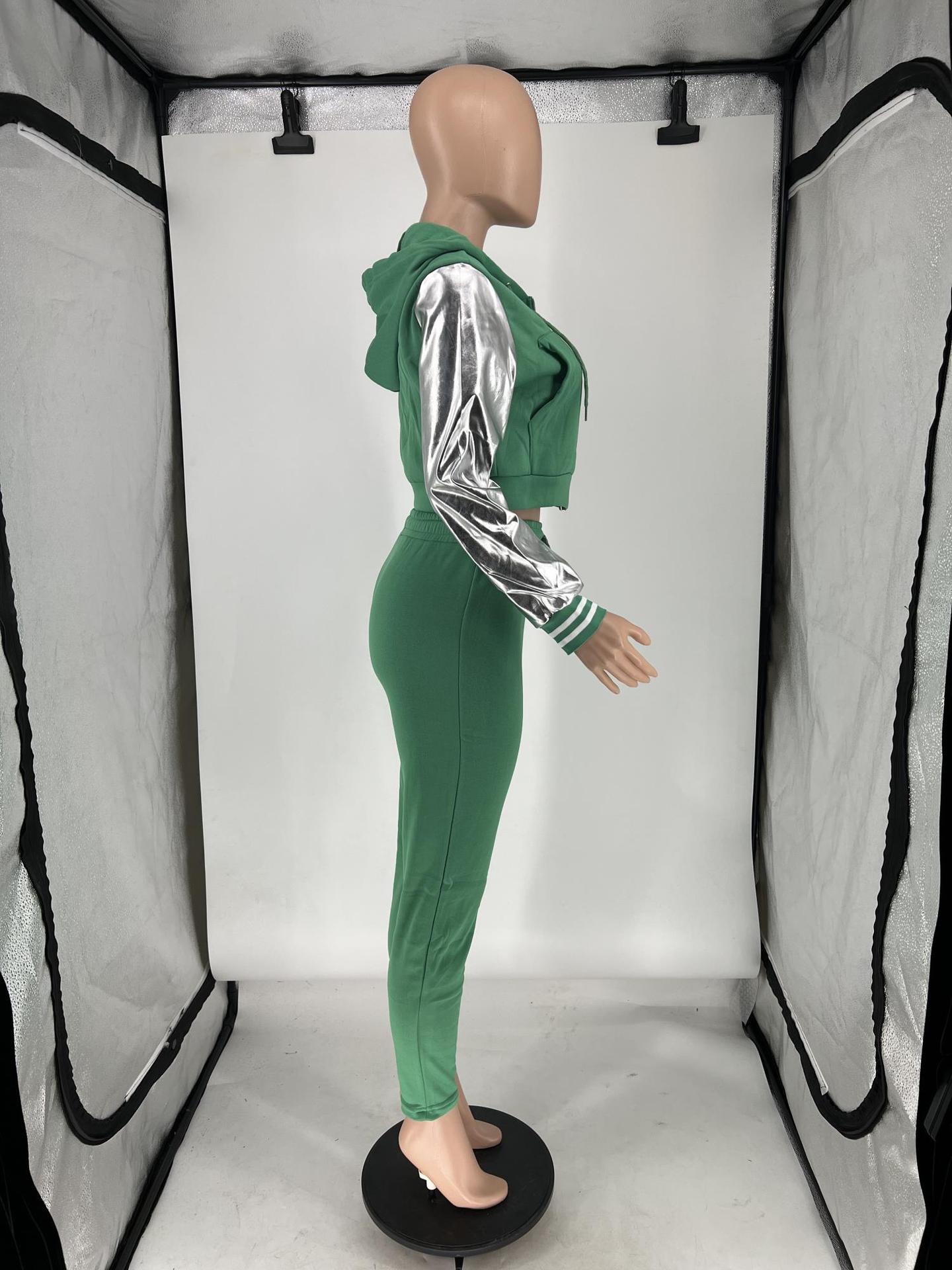 Women's Autumn And Winter Hoodies Hooded Zipper Long Sports Two Piece Tracksuit For Women 9