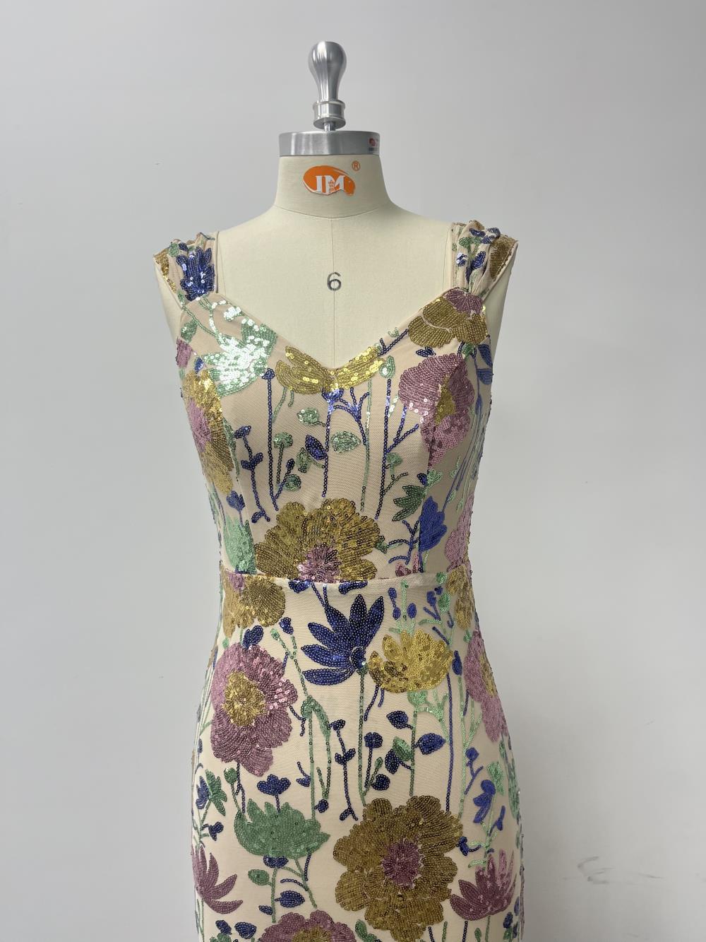 Women's Sleeveless Elegant Evening Dress  V-Neck Sequin Embroidered Party Mermaid Dress 11