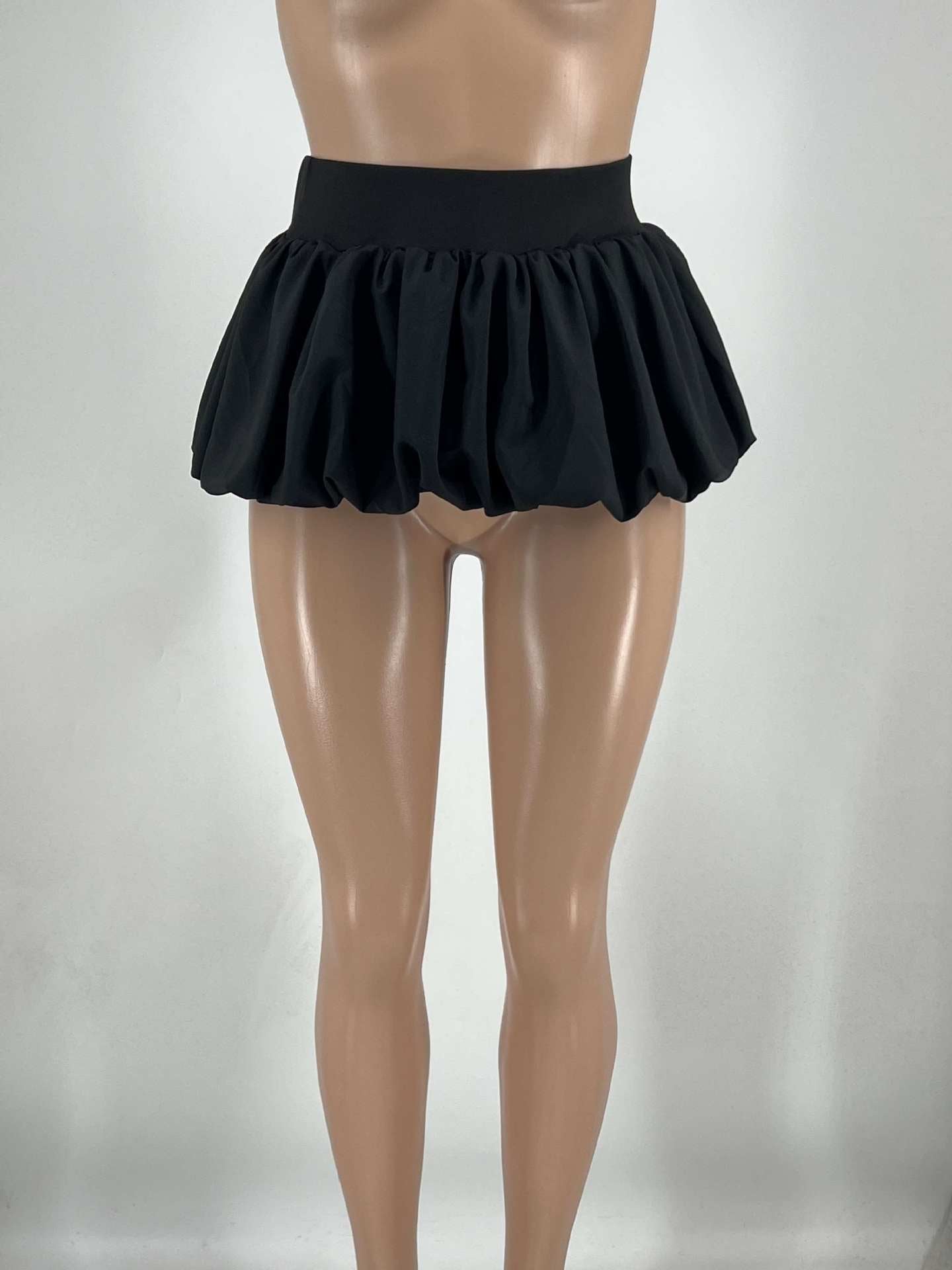 Women Solid Stretch Pleated Skirt Bubble Skirt 27