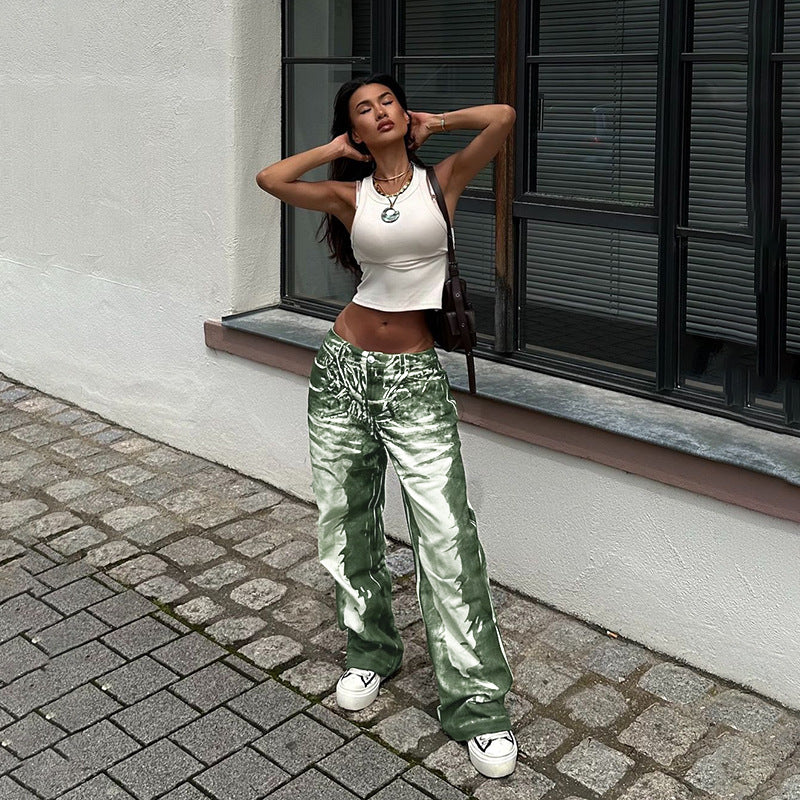 Autumn Women's Clothing Street Casual Print Trousers 5