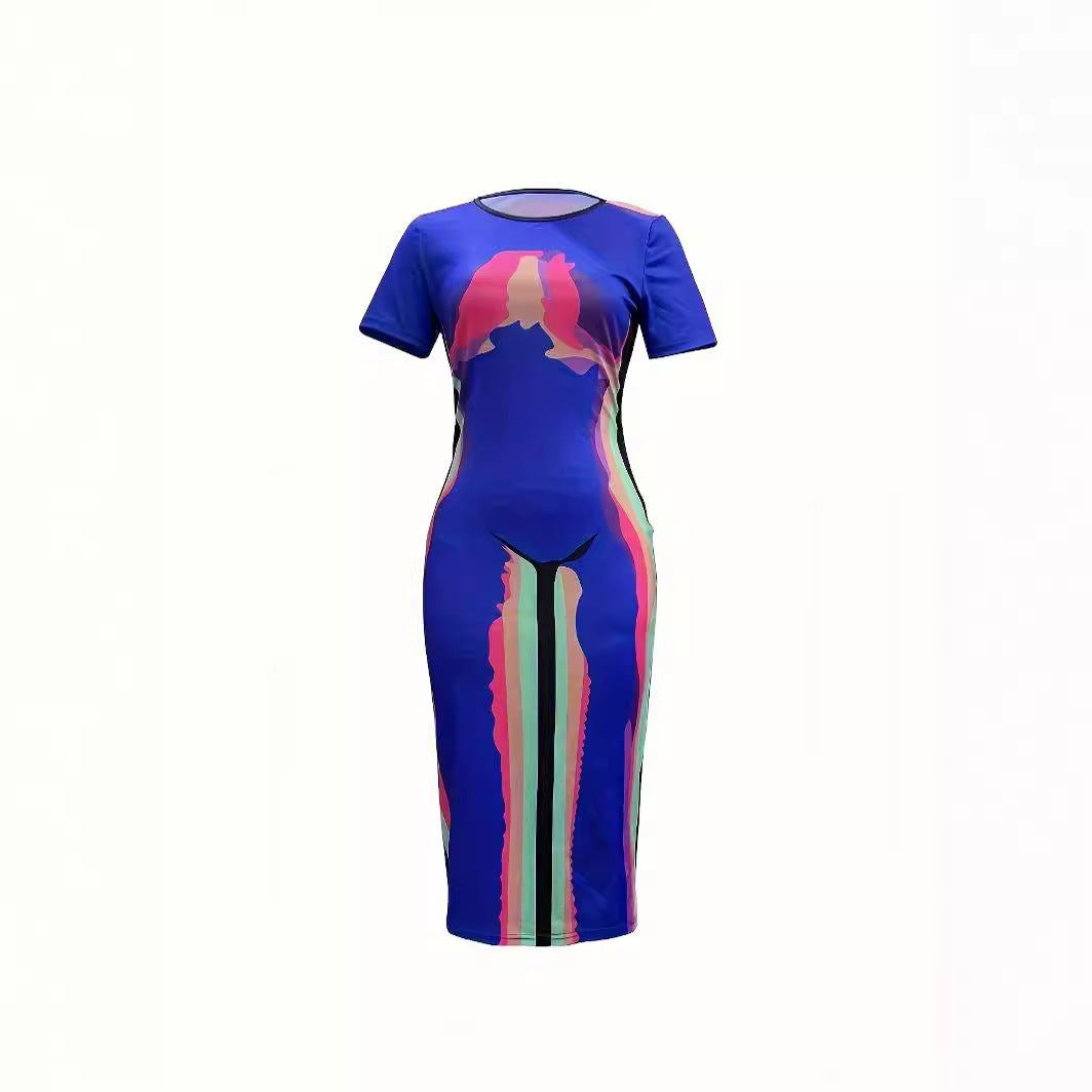 Women Print Short Sleeve Dress 6