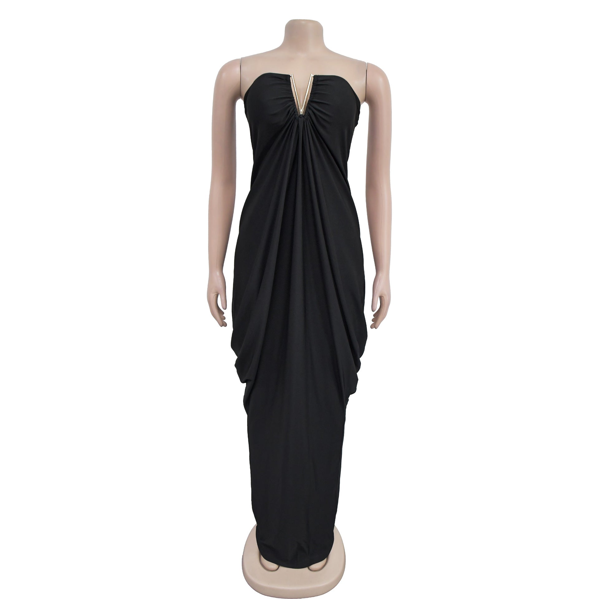 Women Solid Sexy V-Neck Dress 11