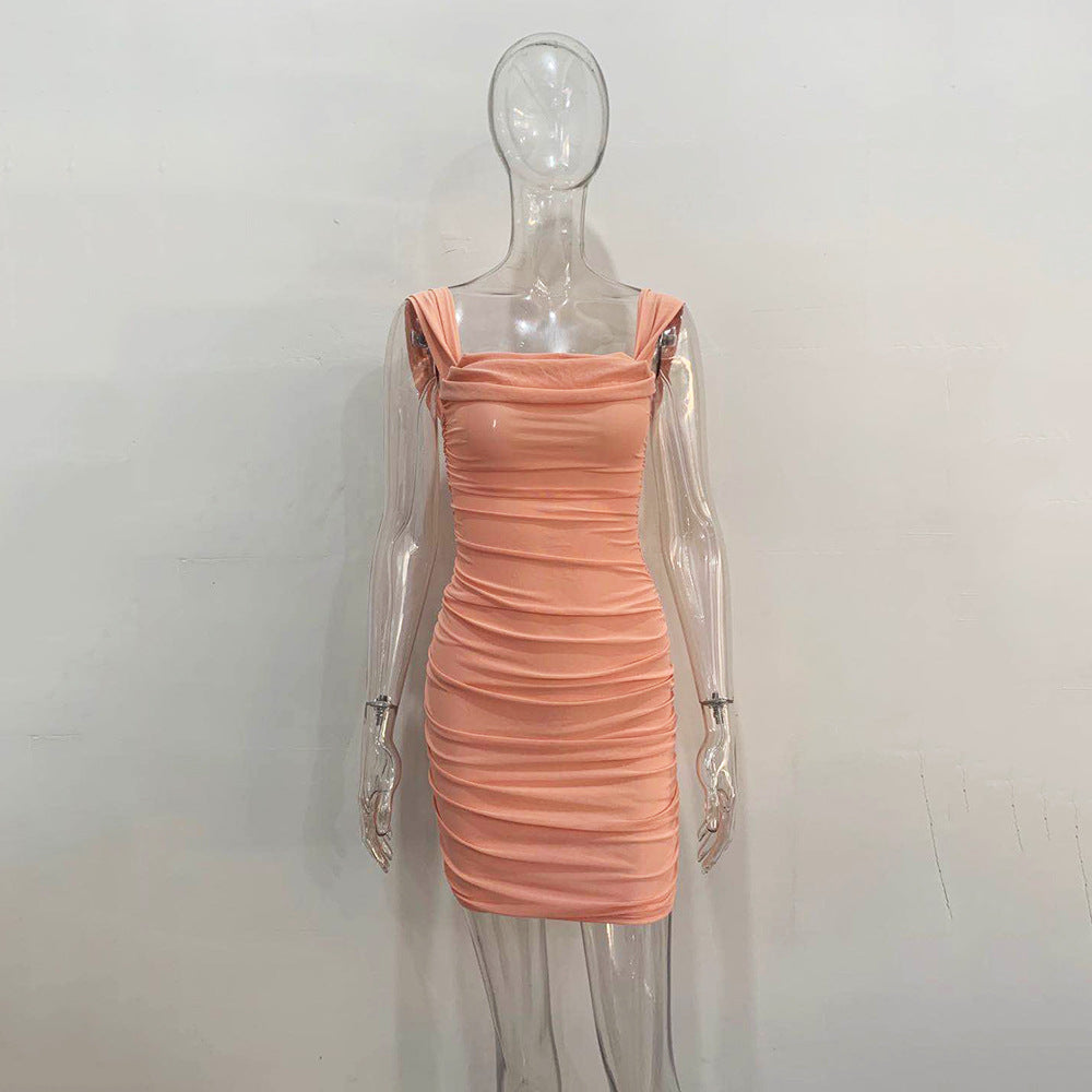 Summer Sling Off Shoulder Mesh Sexy Nightclub Bodycon Dress 7