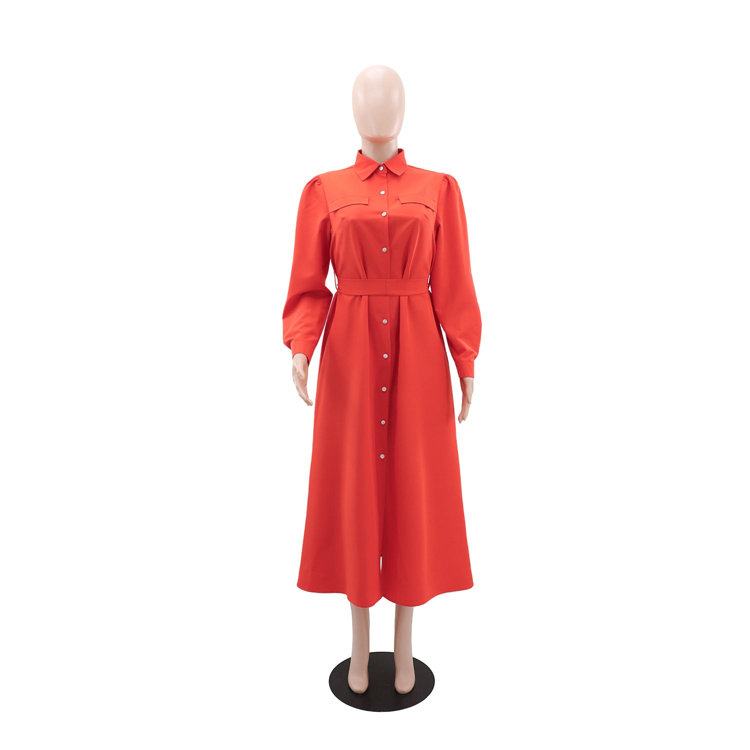 Women Solid Casual Elegant Long-Sleeved Maxi Dress 3