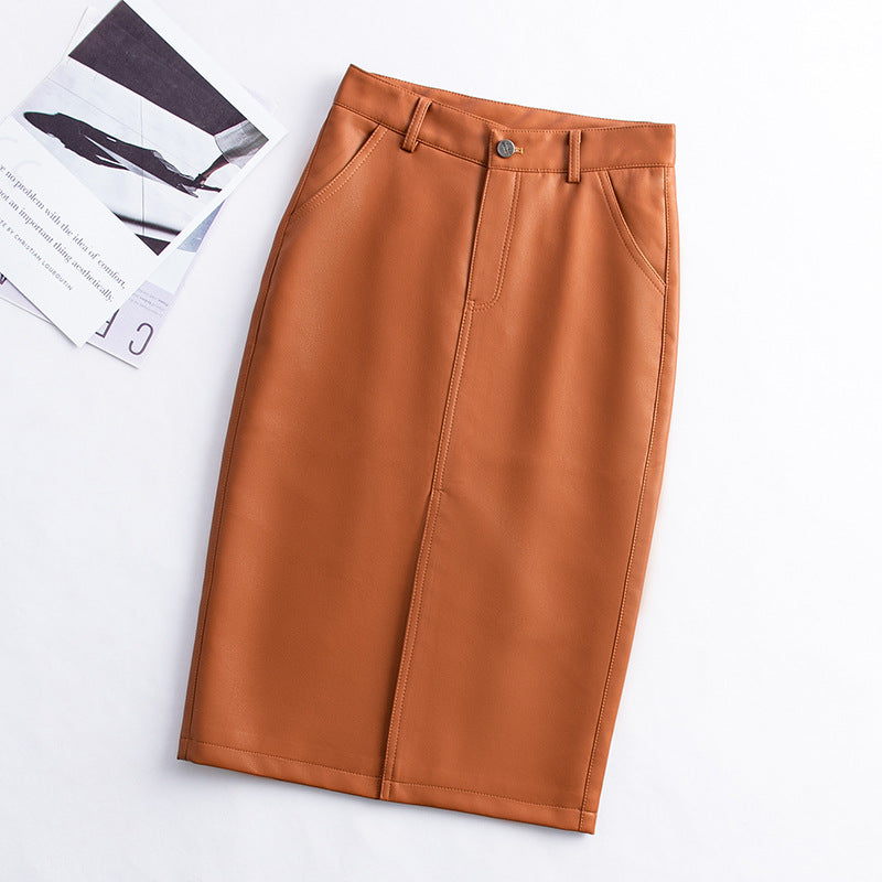 Women slit Bodycon Pu-Leather Skirt 4