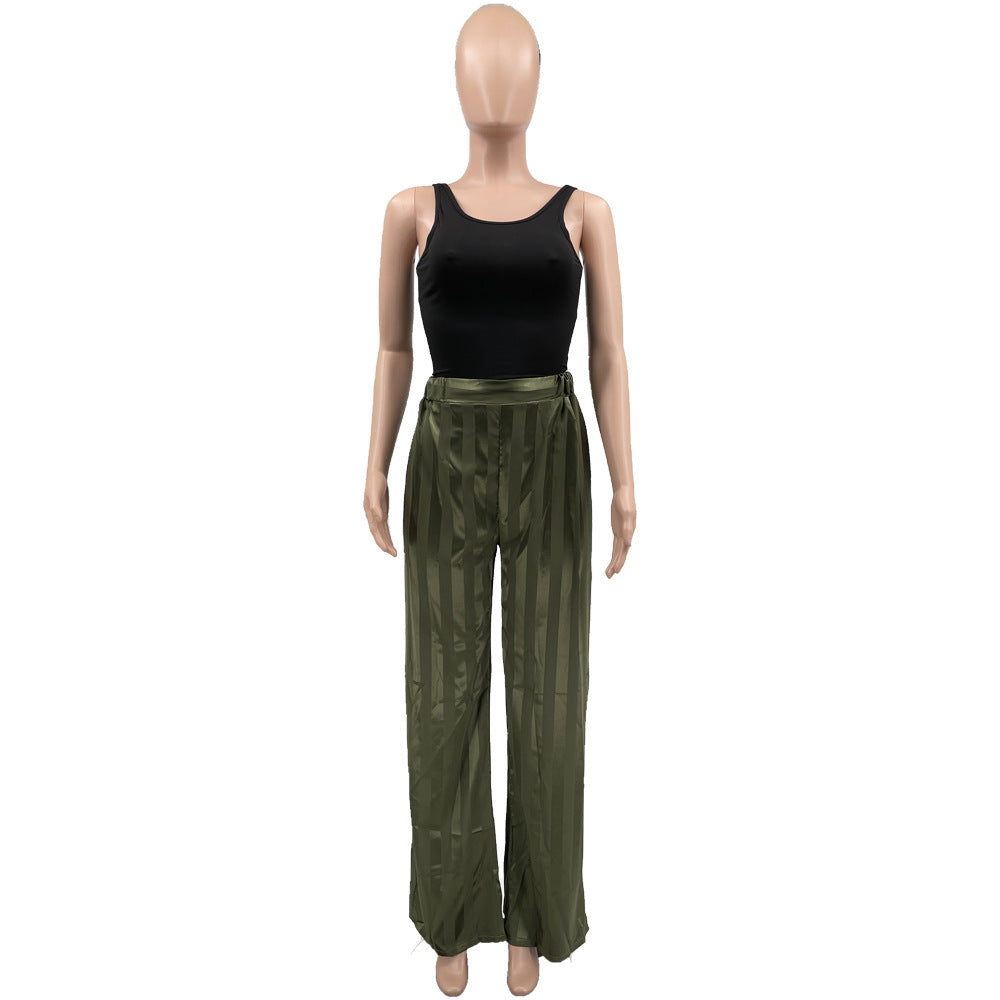 Women Casual Striped Jacquard Trousers 11