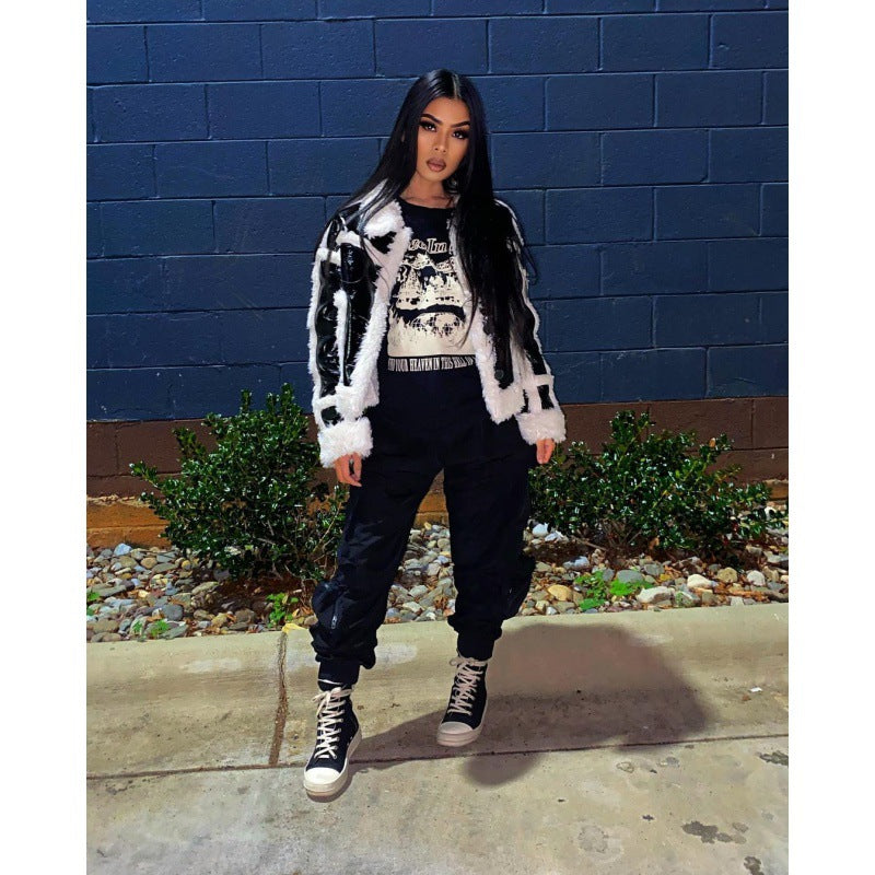 Women Furry Patchwork Coat
