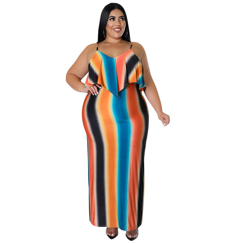 Plus Size Women's Summer Print Strap Sexy Bodycon Dress 5