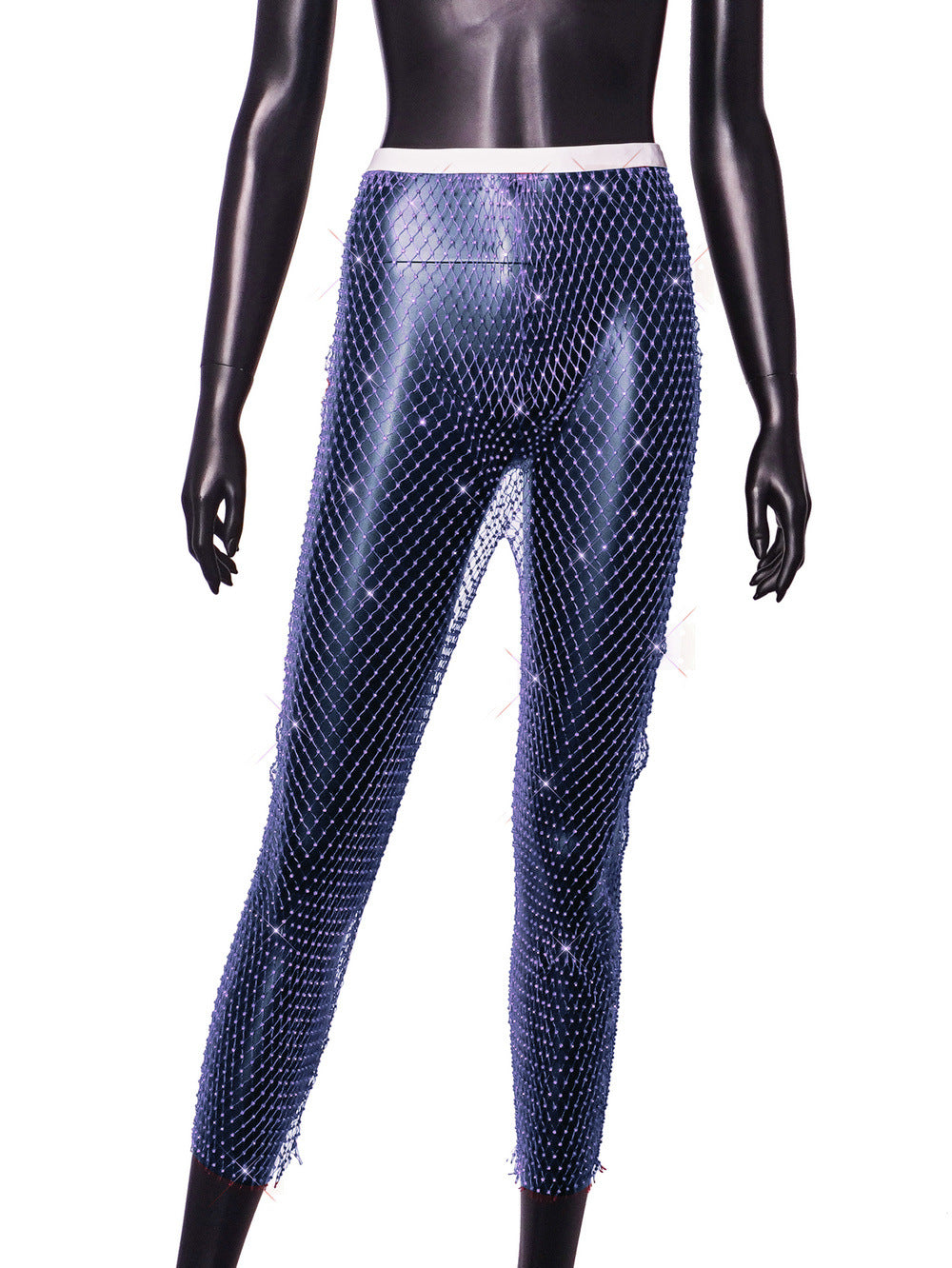 Women Sexy Rhinestone Fishnet Pants 6