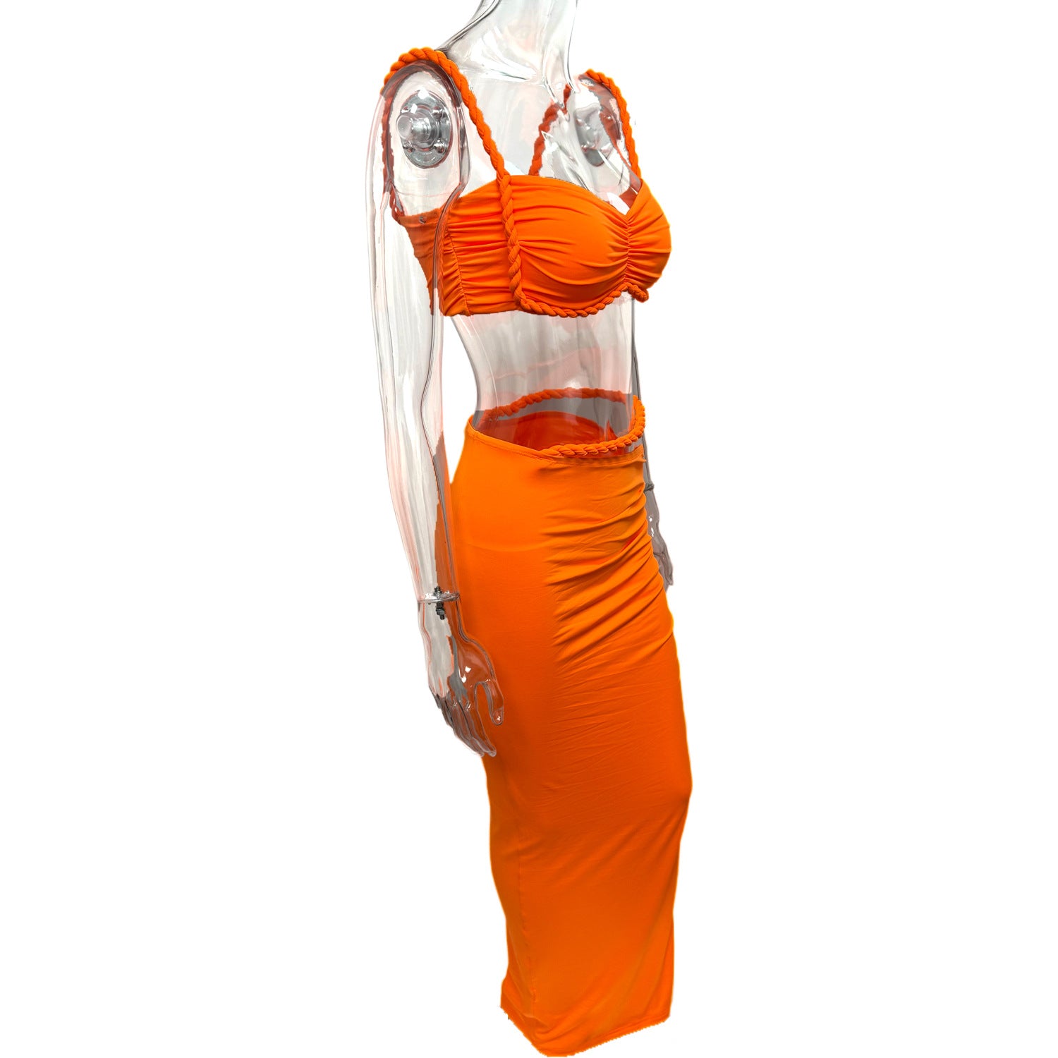 Women summer sexy solid backless camisole and bodycon skirt two-piece set 9