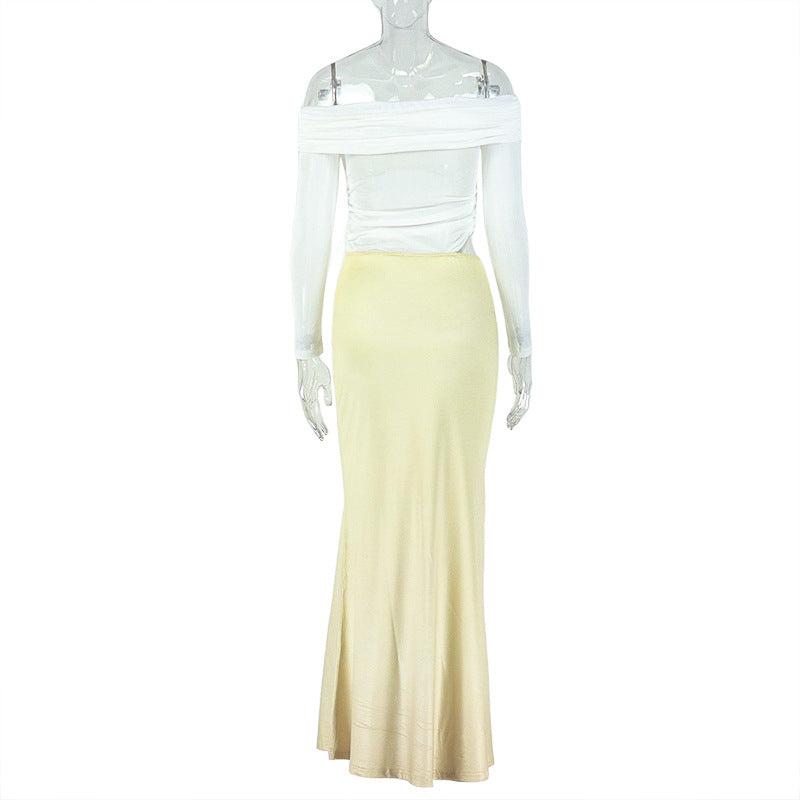 Women's Chic Elegant Irregular Off-Shoulder Long-Sleeve Long Dress 8