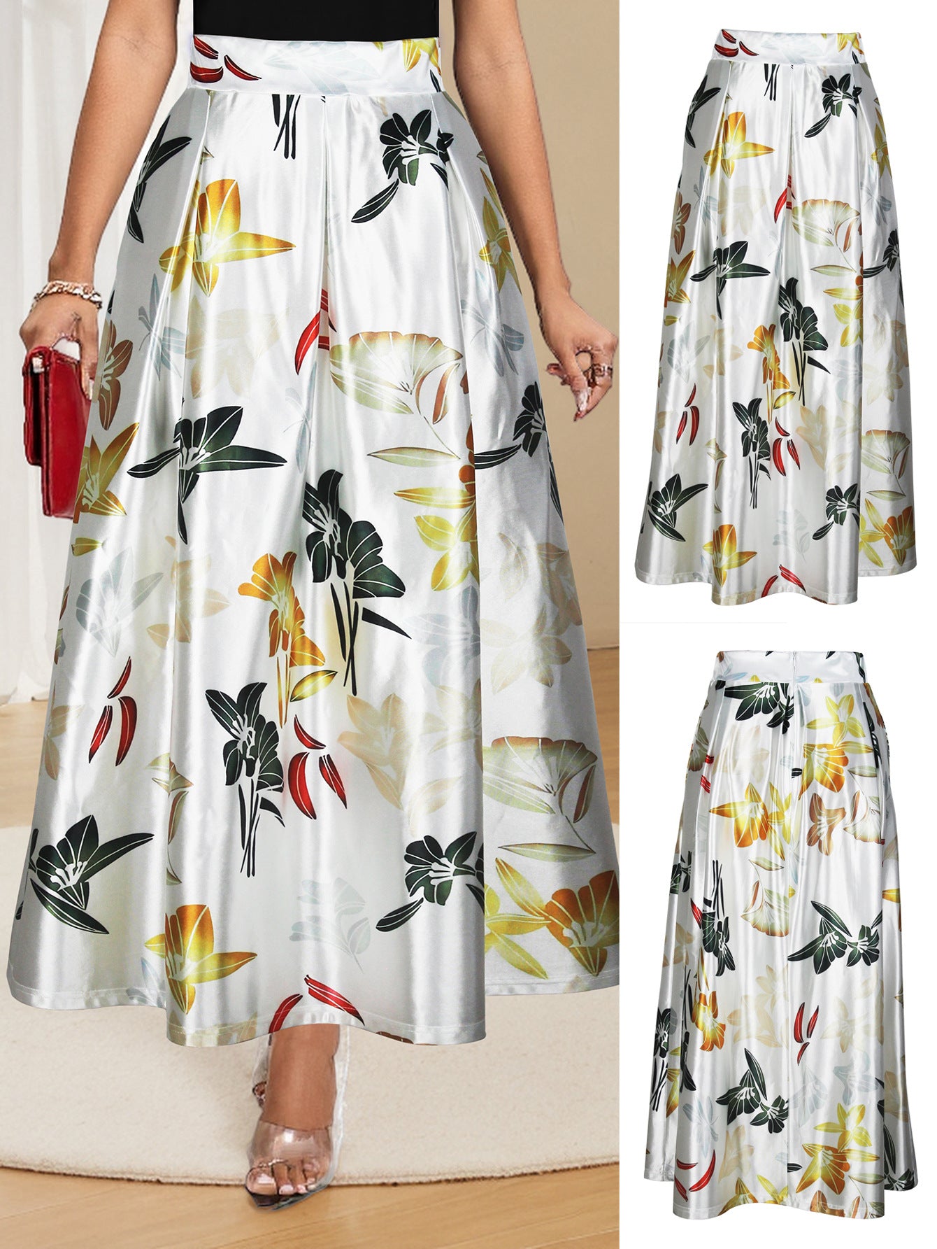 Women Elegant Printed Long Skirt