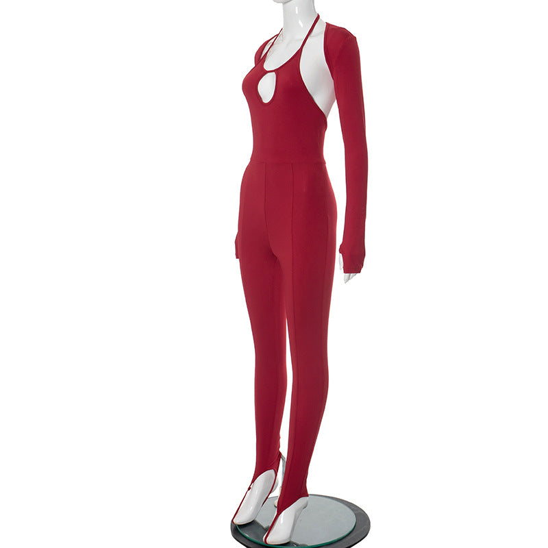 Women Fall Solid Long Sleeve Sexy Bodysuit 5